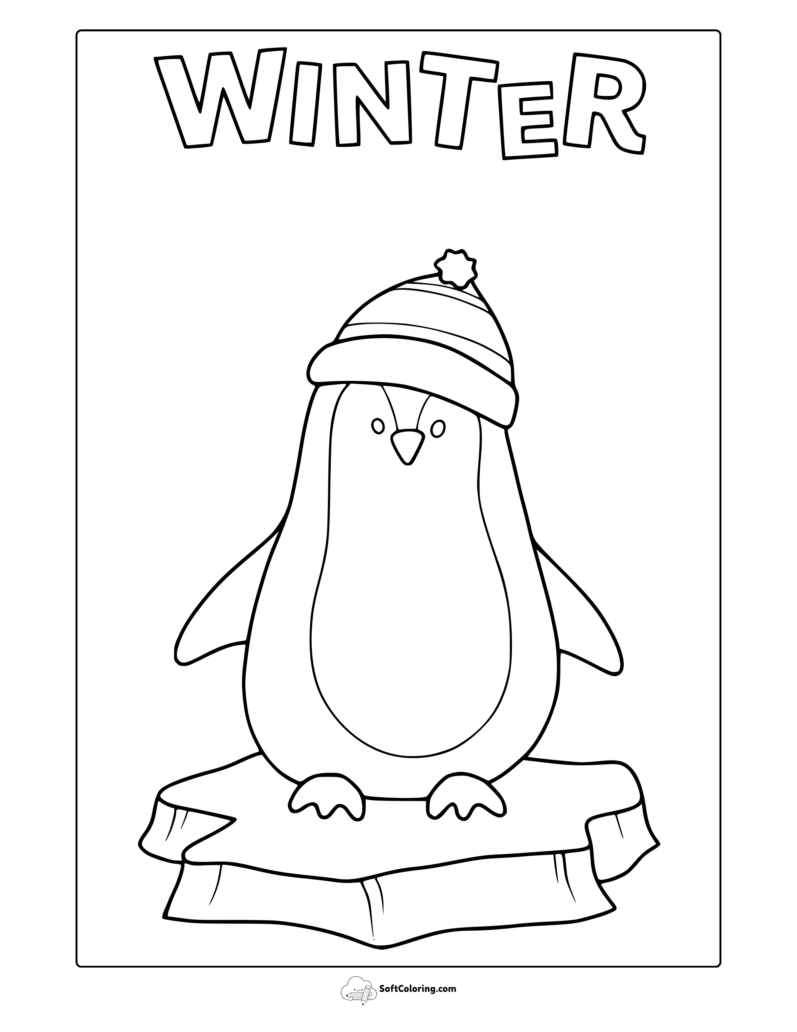 Winter Penguin Coloring Page