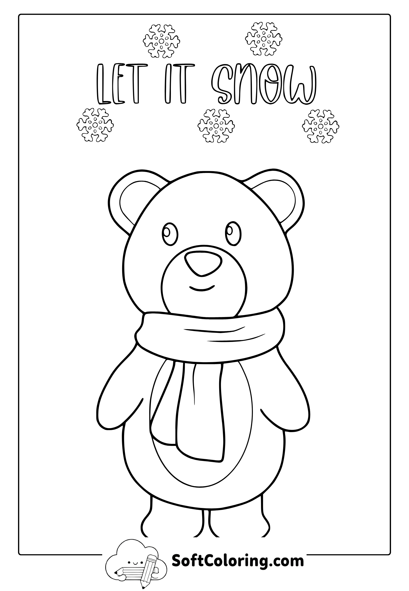 winter polar bear coloring page