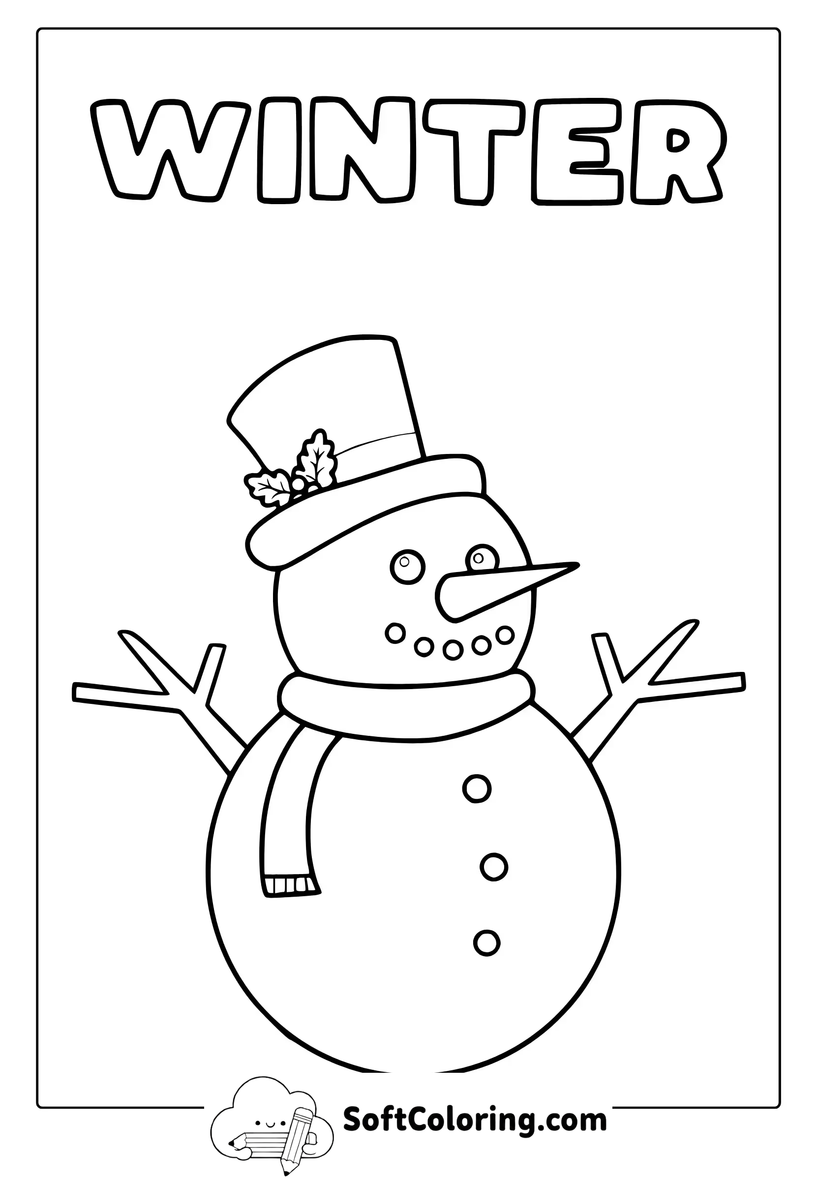 winter snowman coloring page