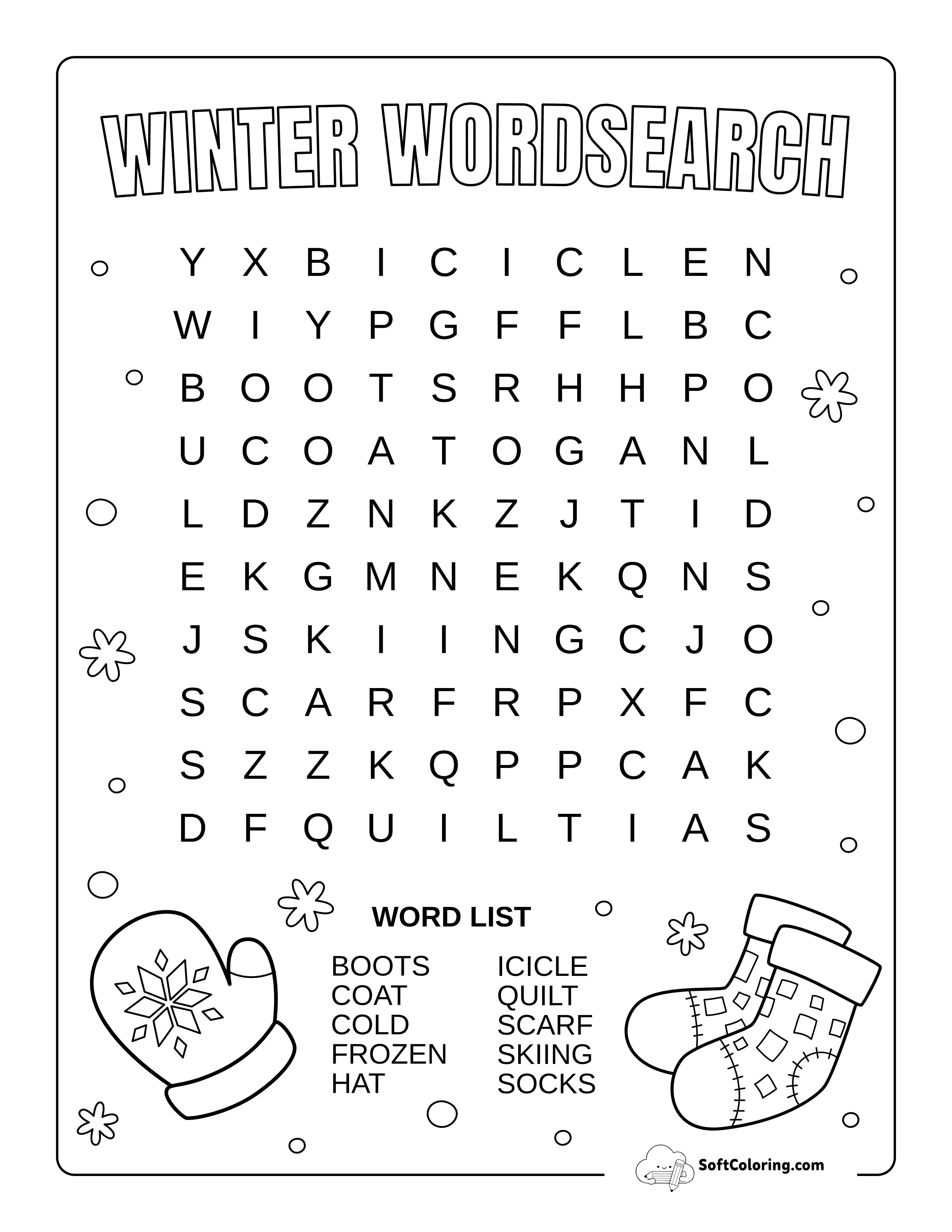 Easy Winter Word Search