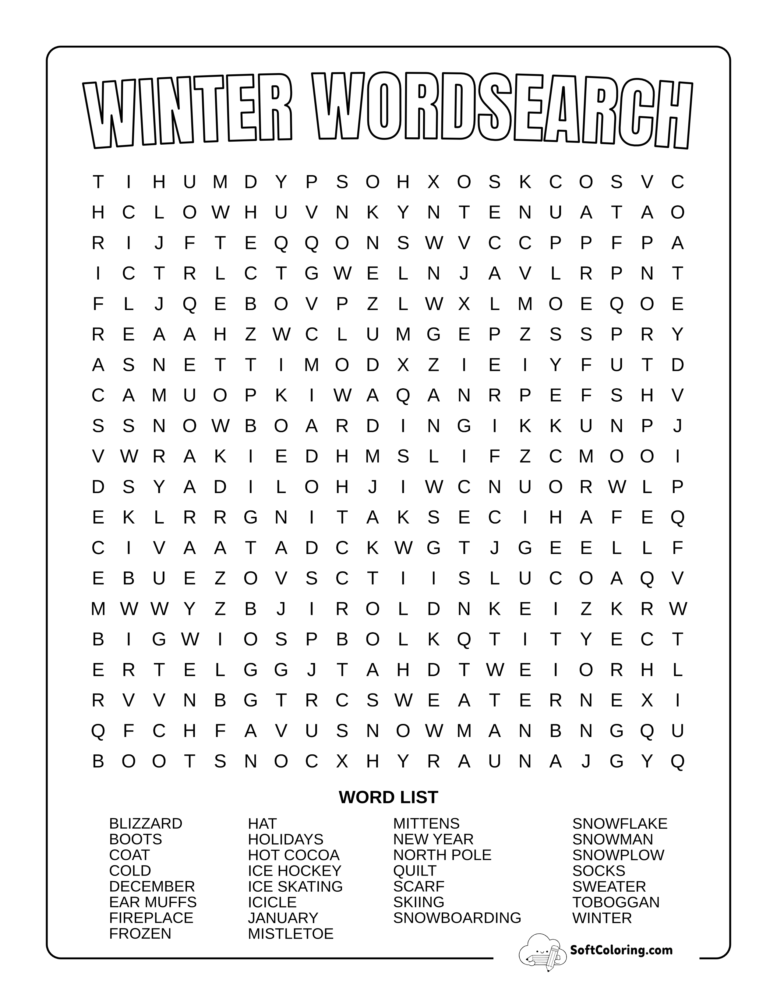 Hard Winter Word Search