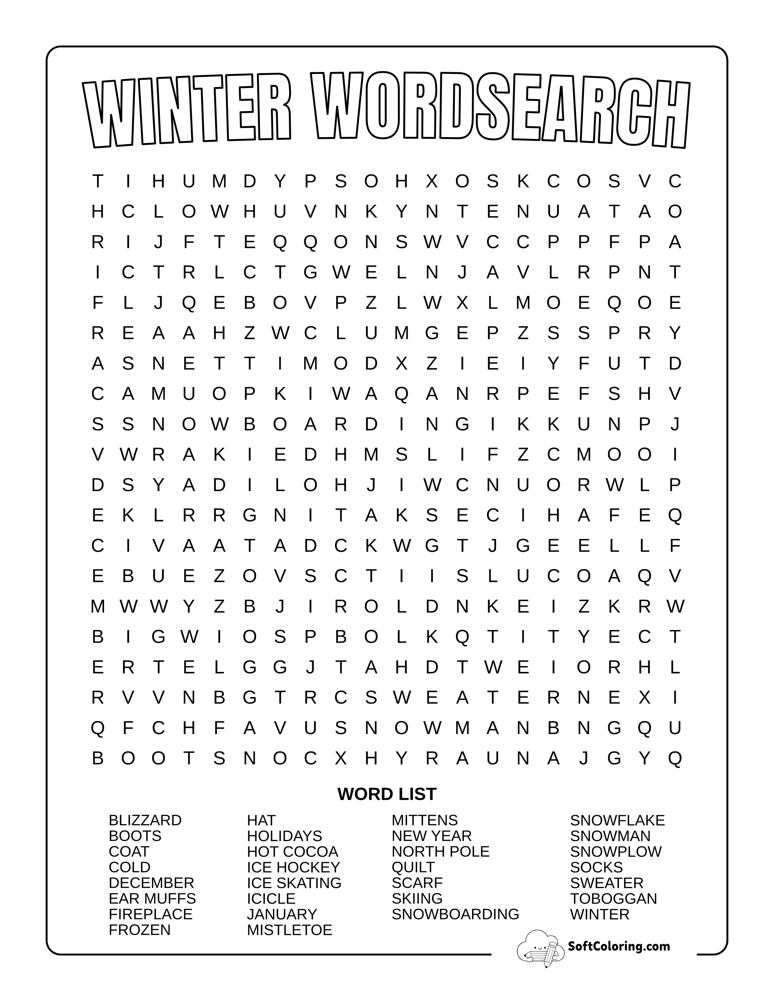 Hard Winter Word Search