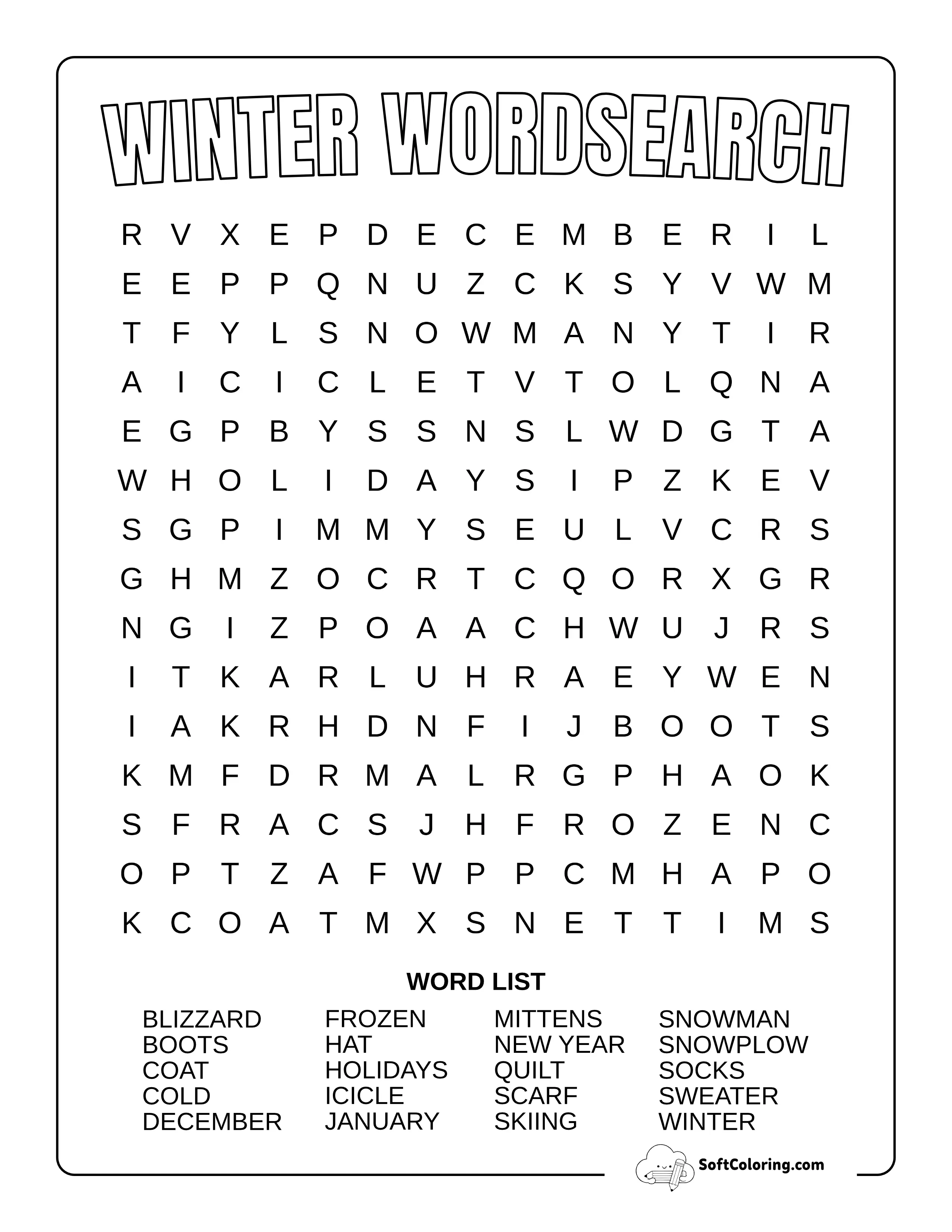 Medium Winter Word Search