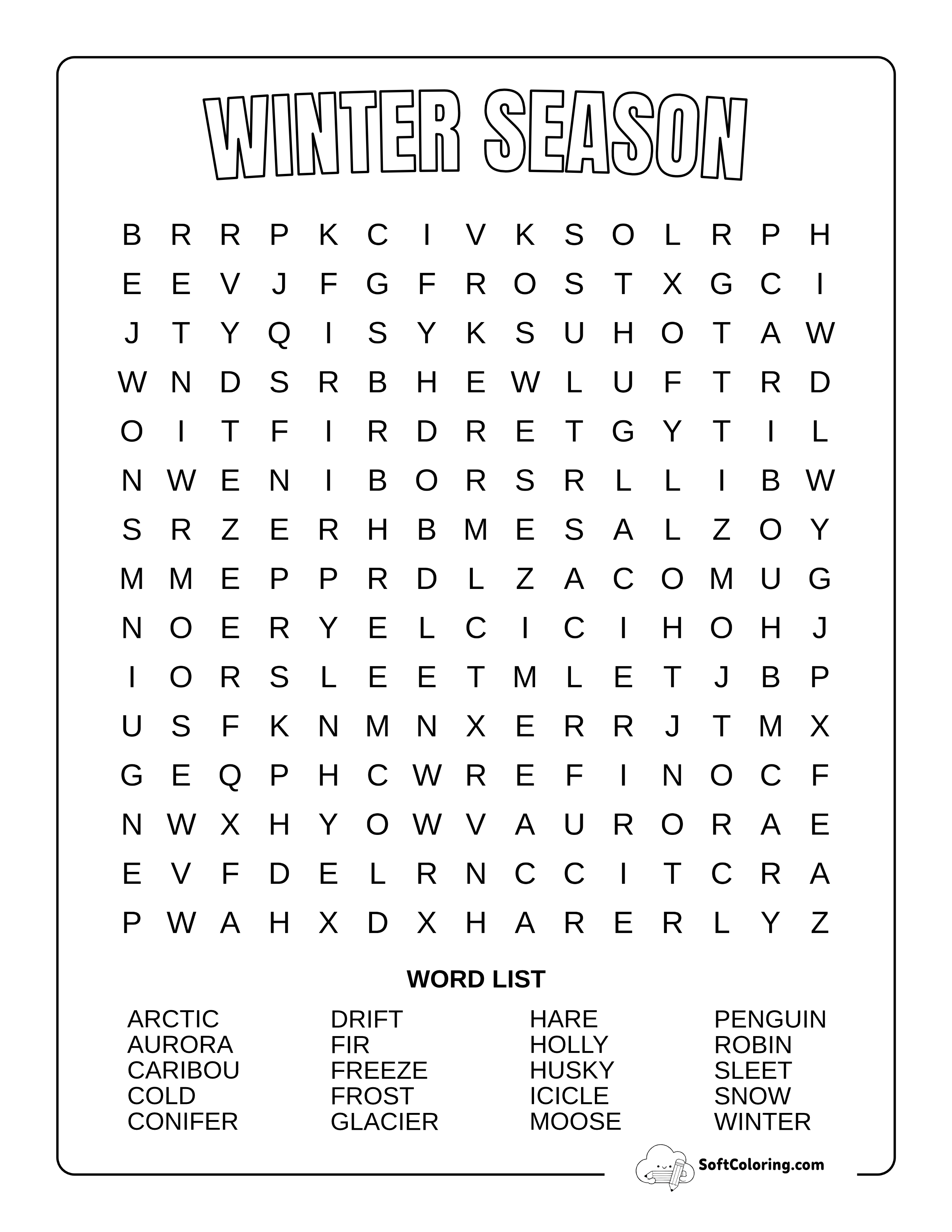 Medium Winter Nature Word Search