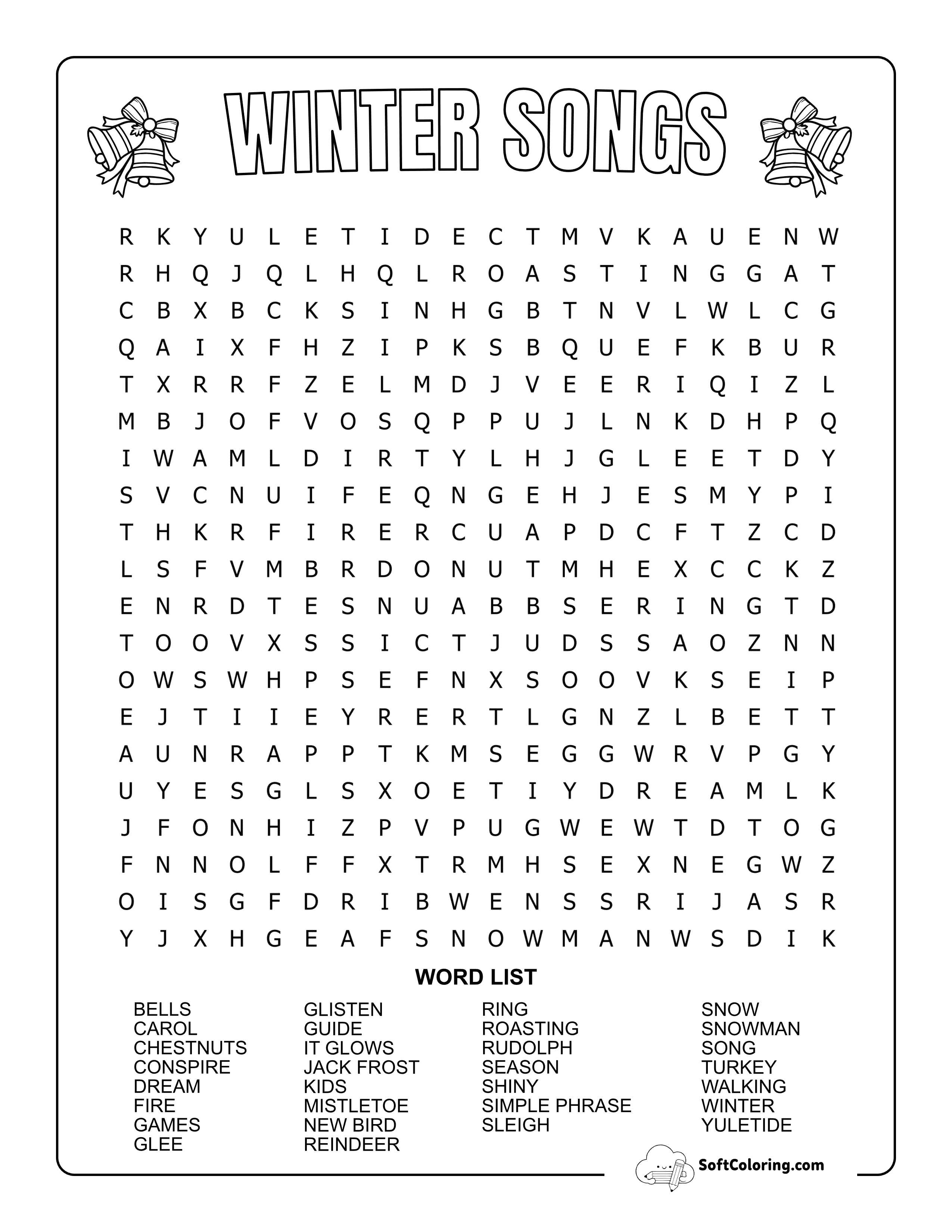 Hard Winter Songs Word Search