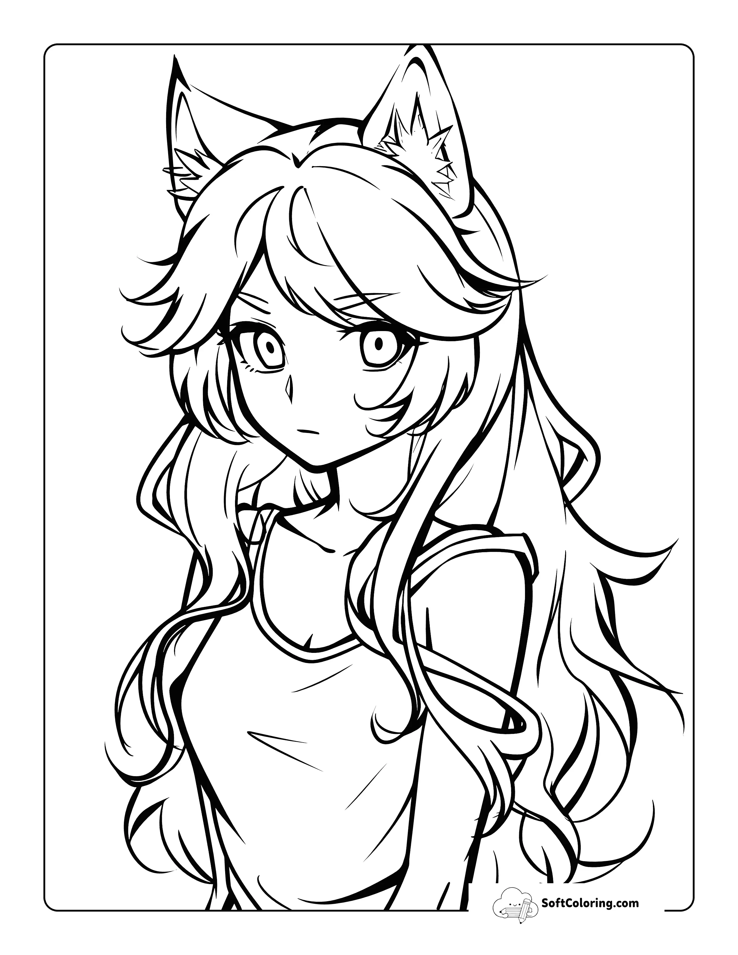 Cute Wolf Girl Coloring Sheet
