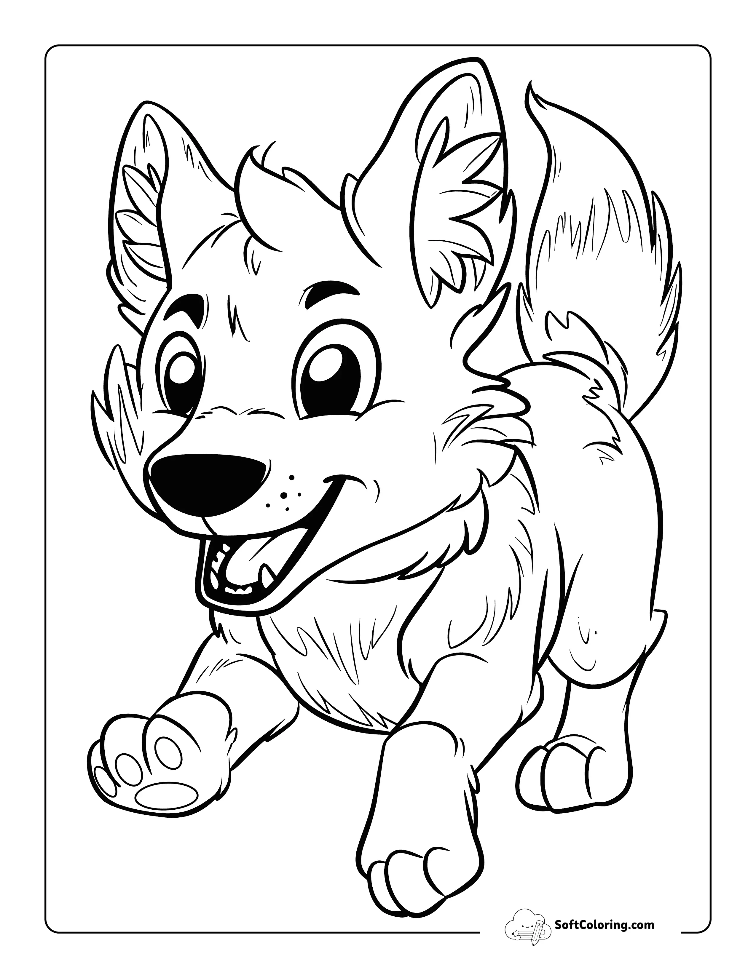 Running Wolf Coloring Page Printable