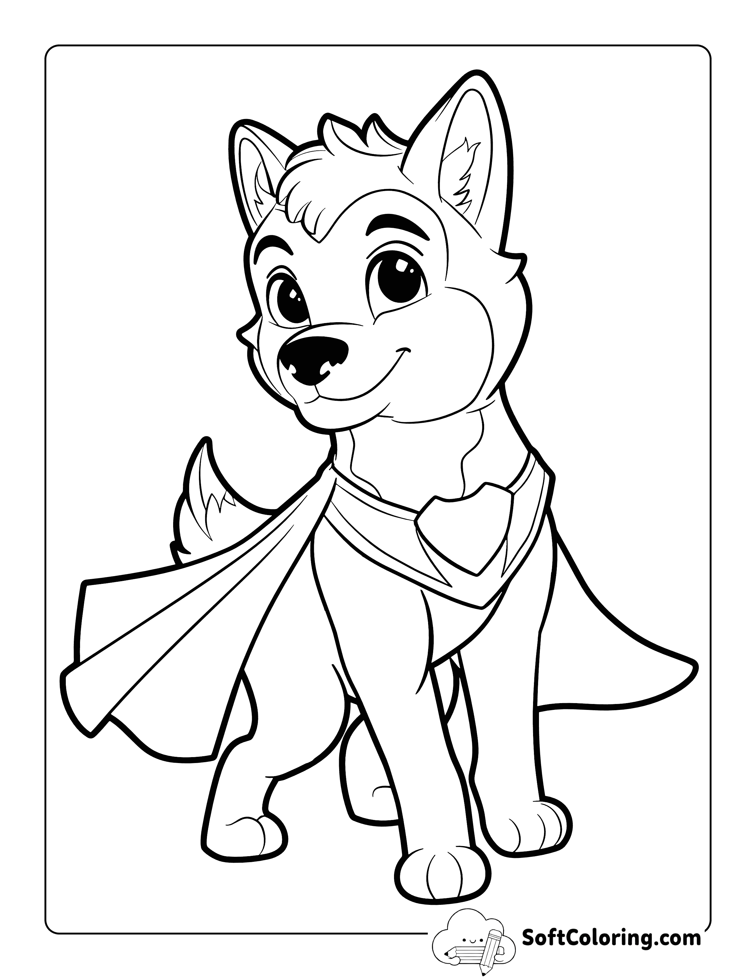 Easy Wolf Superhero Coloring Sheet for Kids