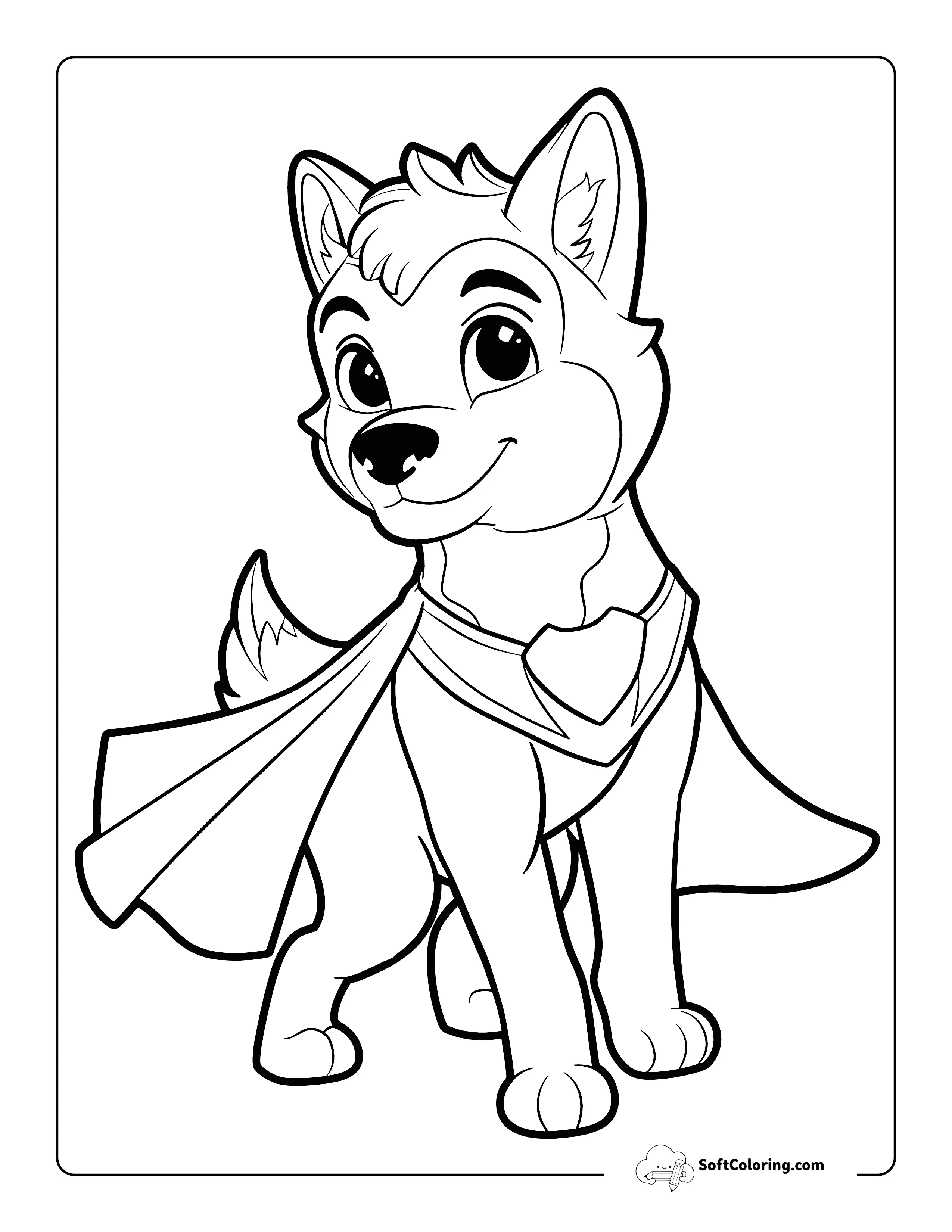 Easy Wolf Superhero Coloring Sheet For Kids