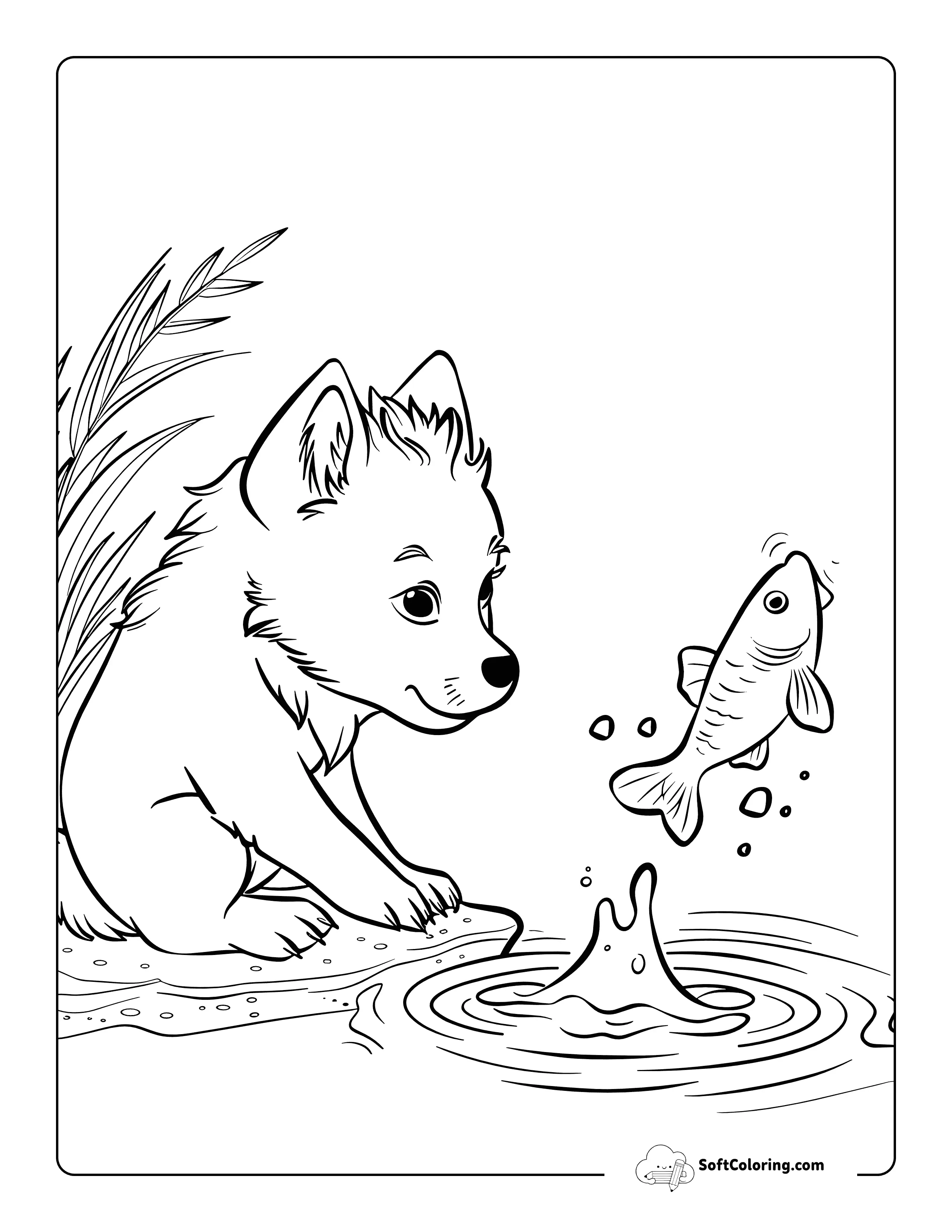 Fish And Wolf Coloring Page Printable