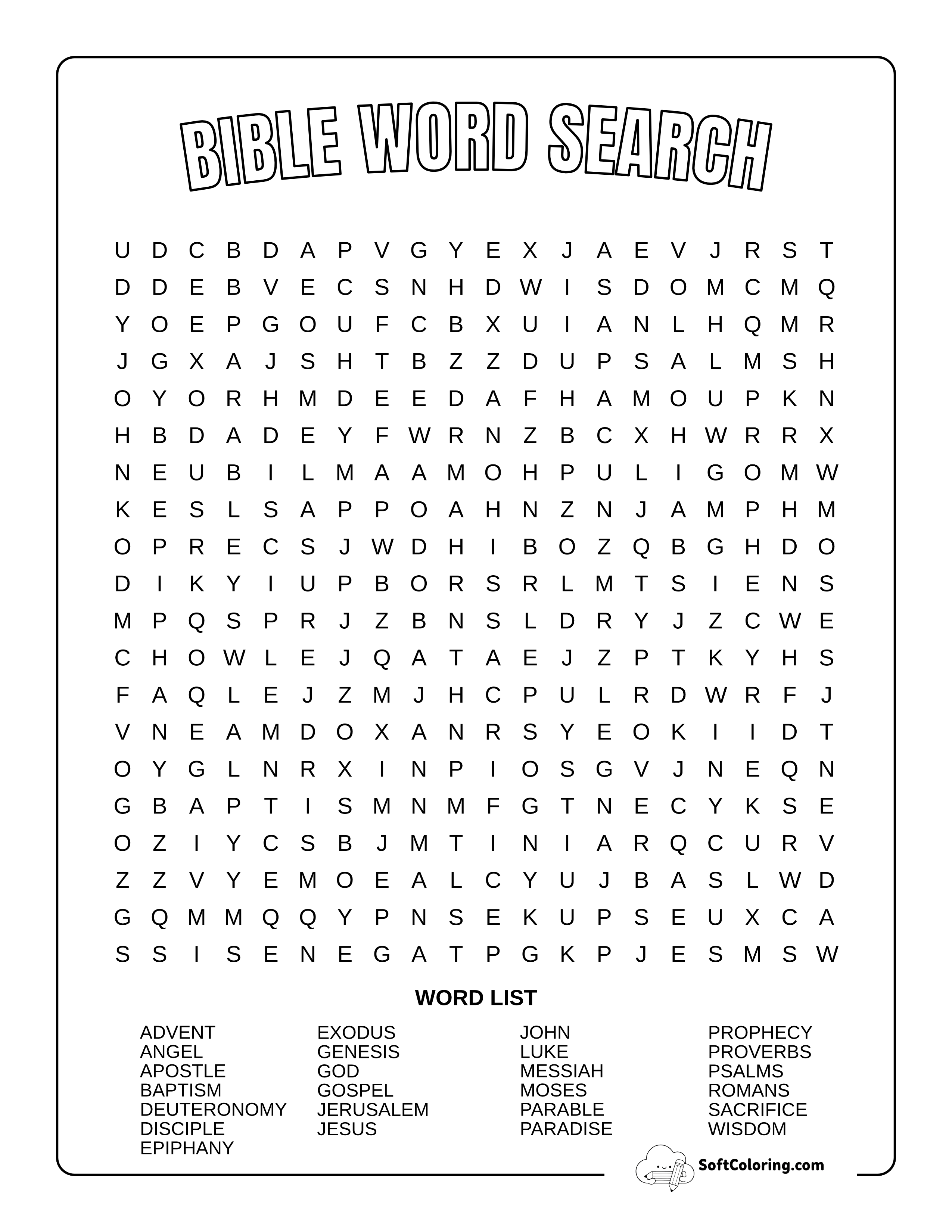 Printable Bible Word Search Puzzle With 28 Religious Words