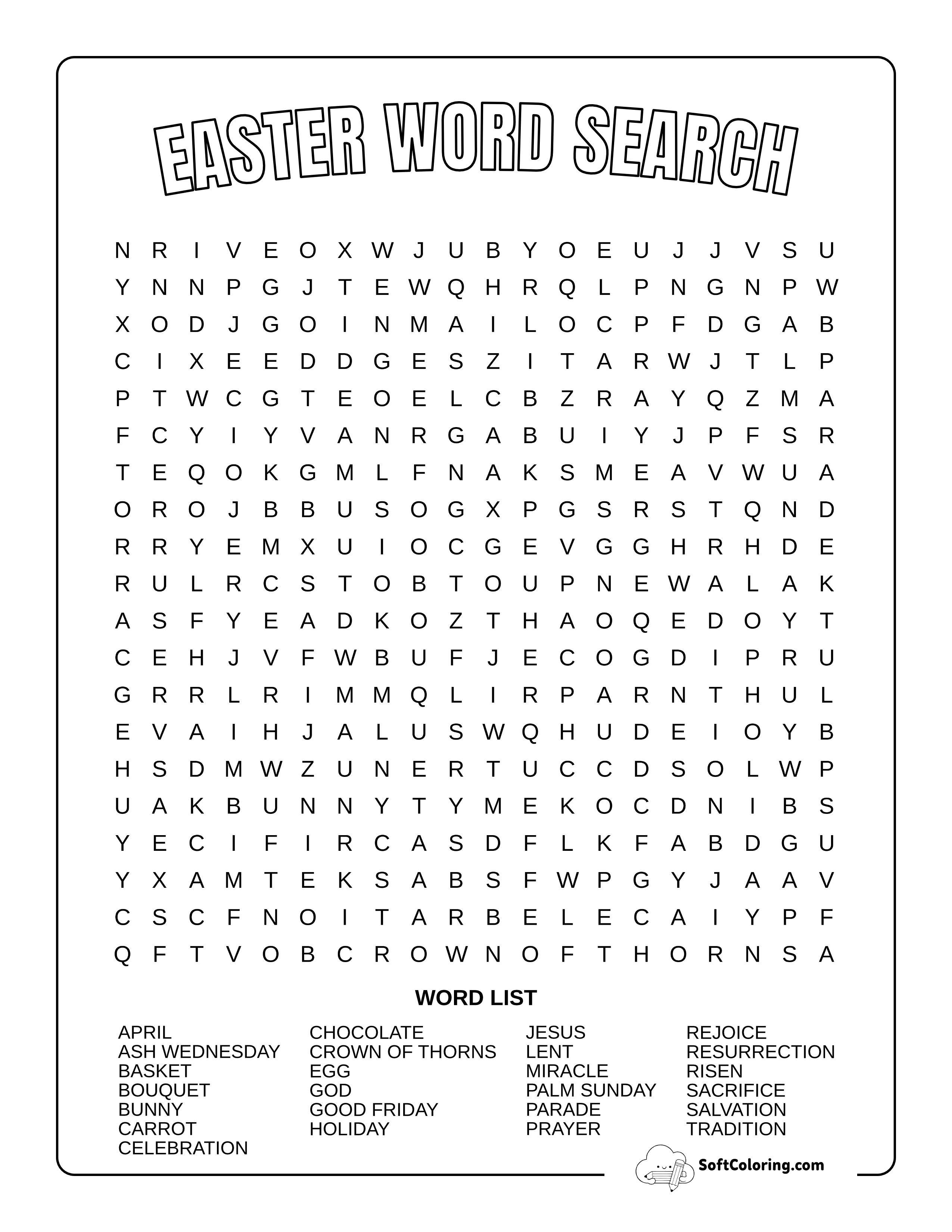 Easy Adults Easter Word Search