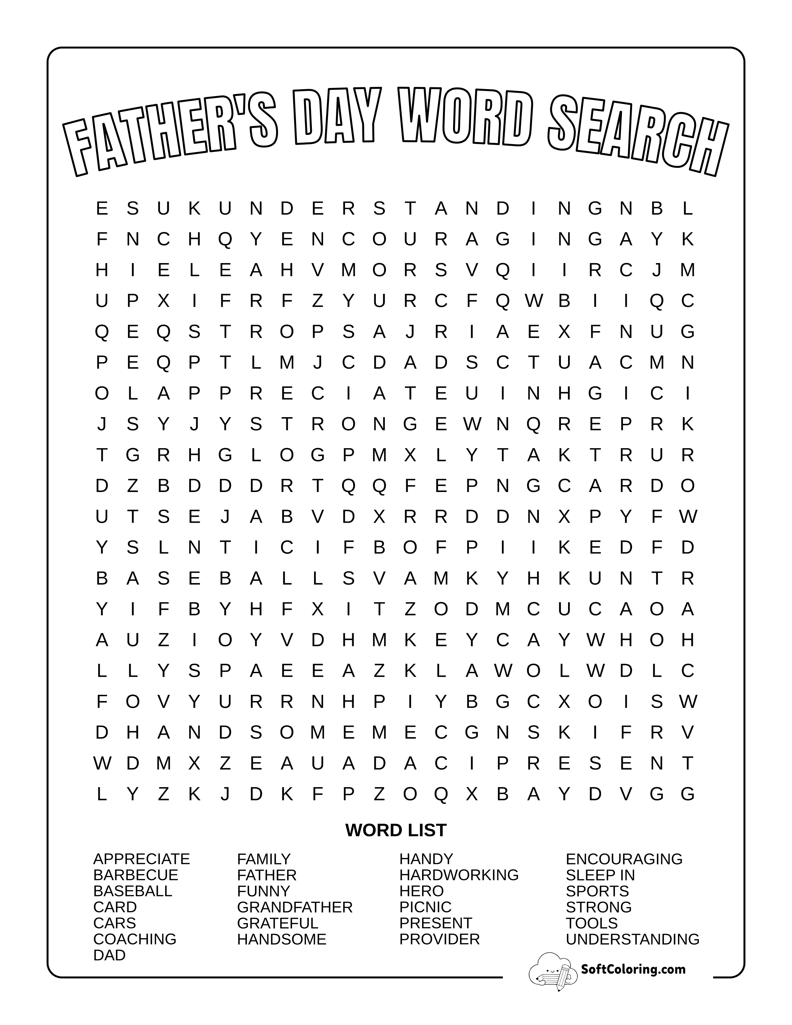 Printable Father's Day Word Search Puzzle