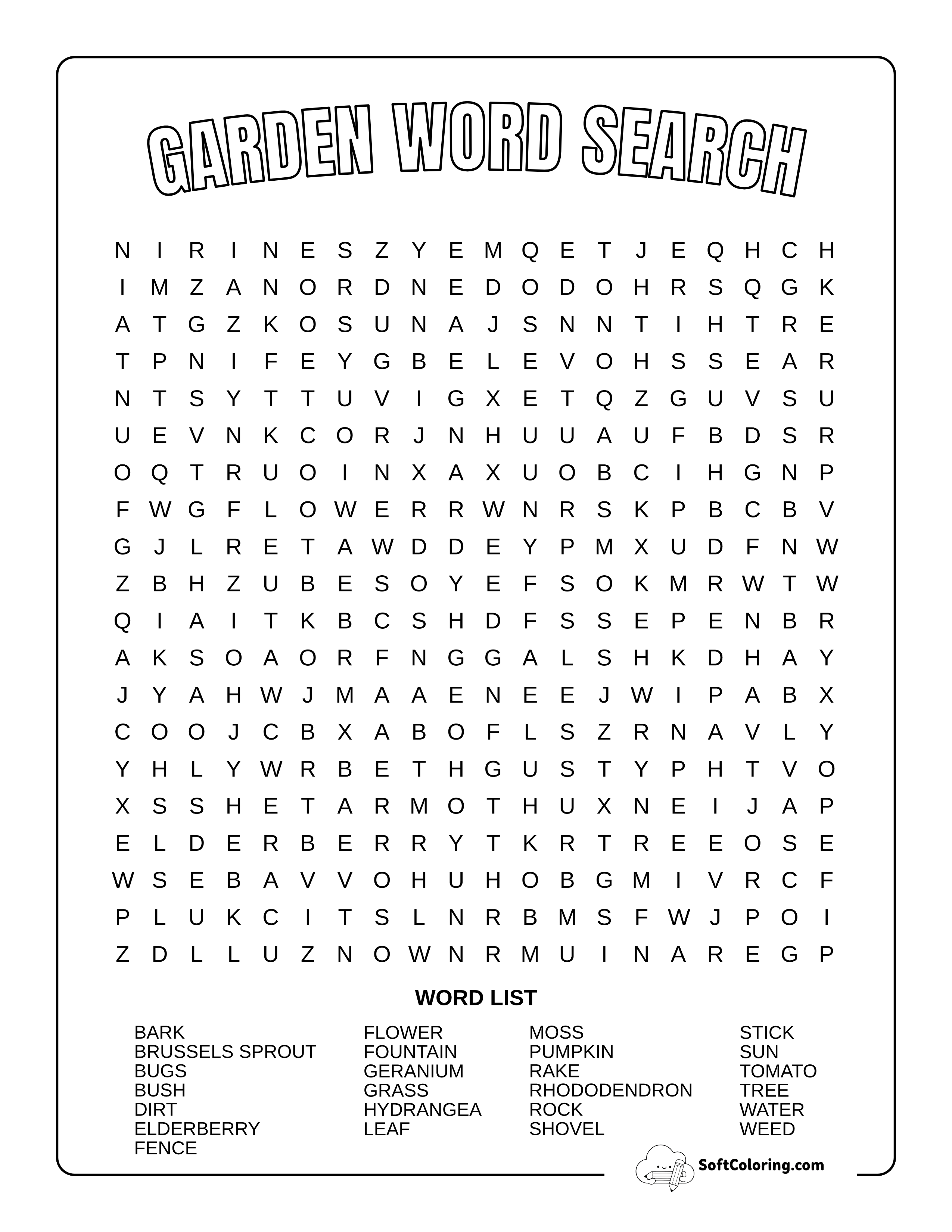 Garden Word Search Puzzle Printable