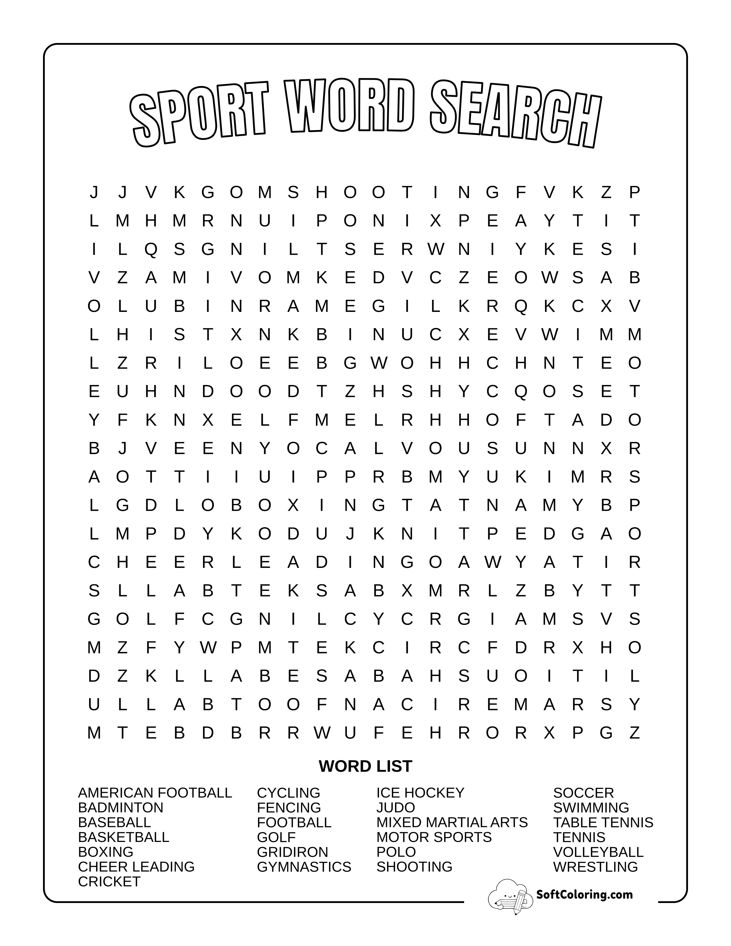 Sports Word Search