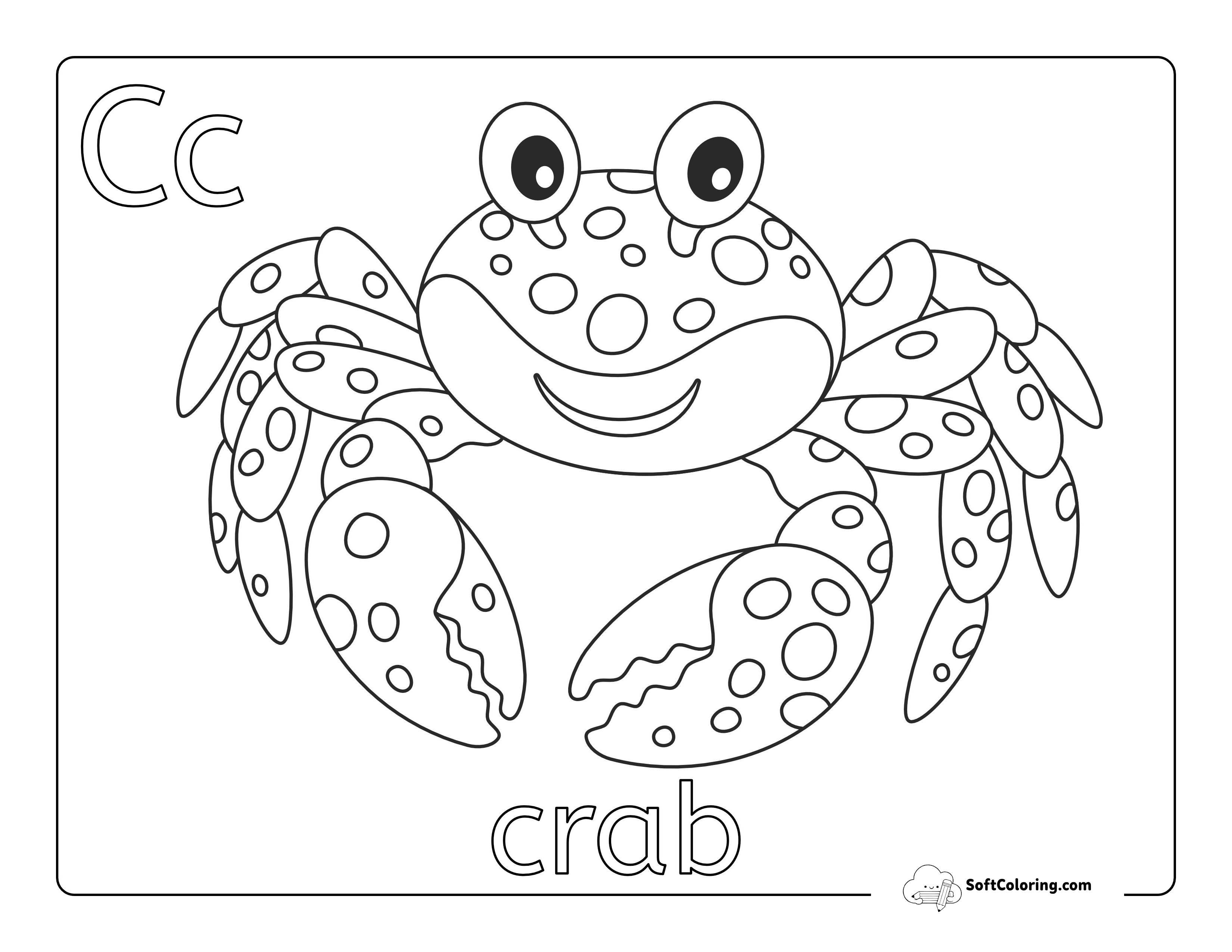 "C Is For Crab" Coloring Sheet For Preschoolers