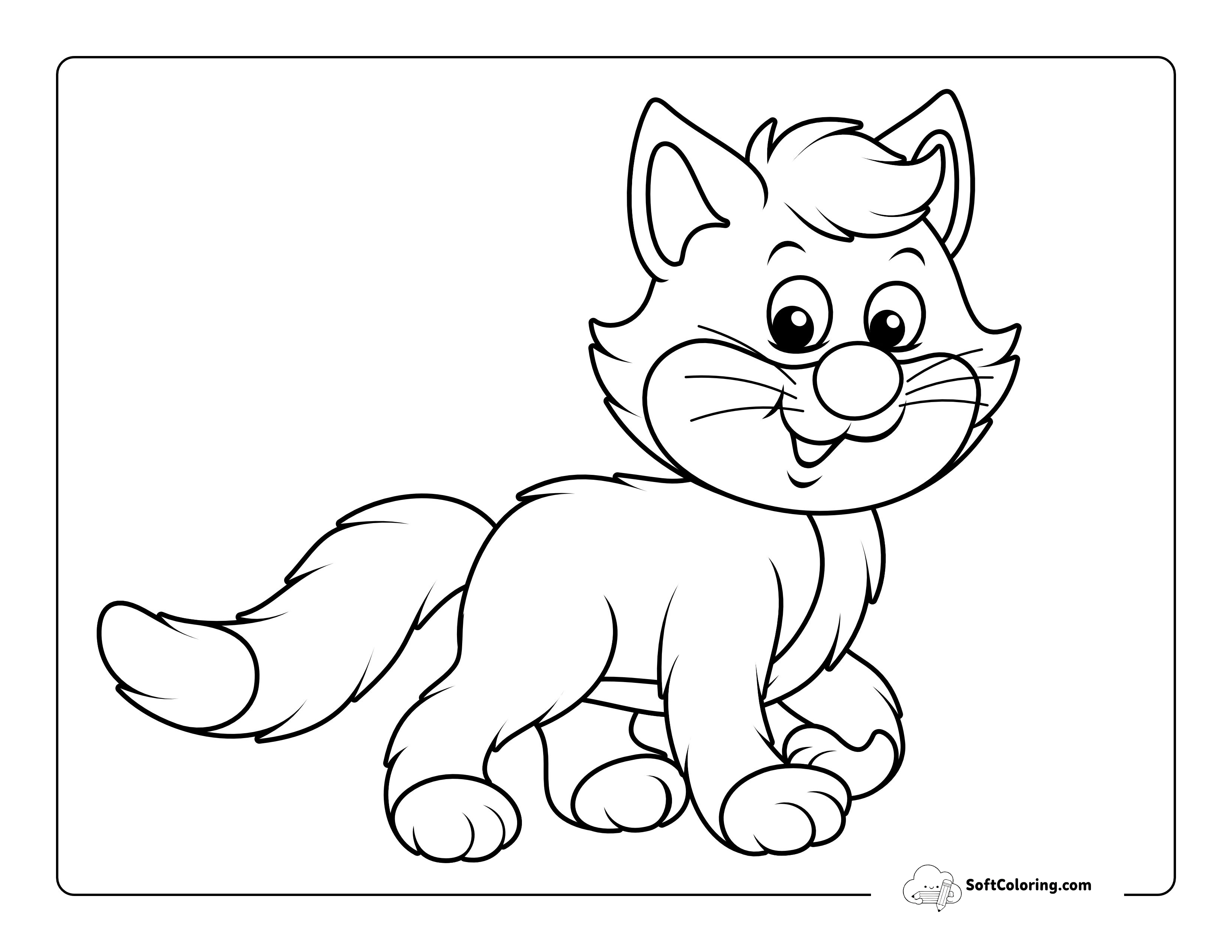 Cartoon Cat - Kids Animal Coloring Page