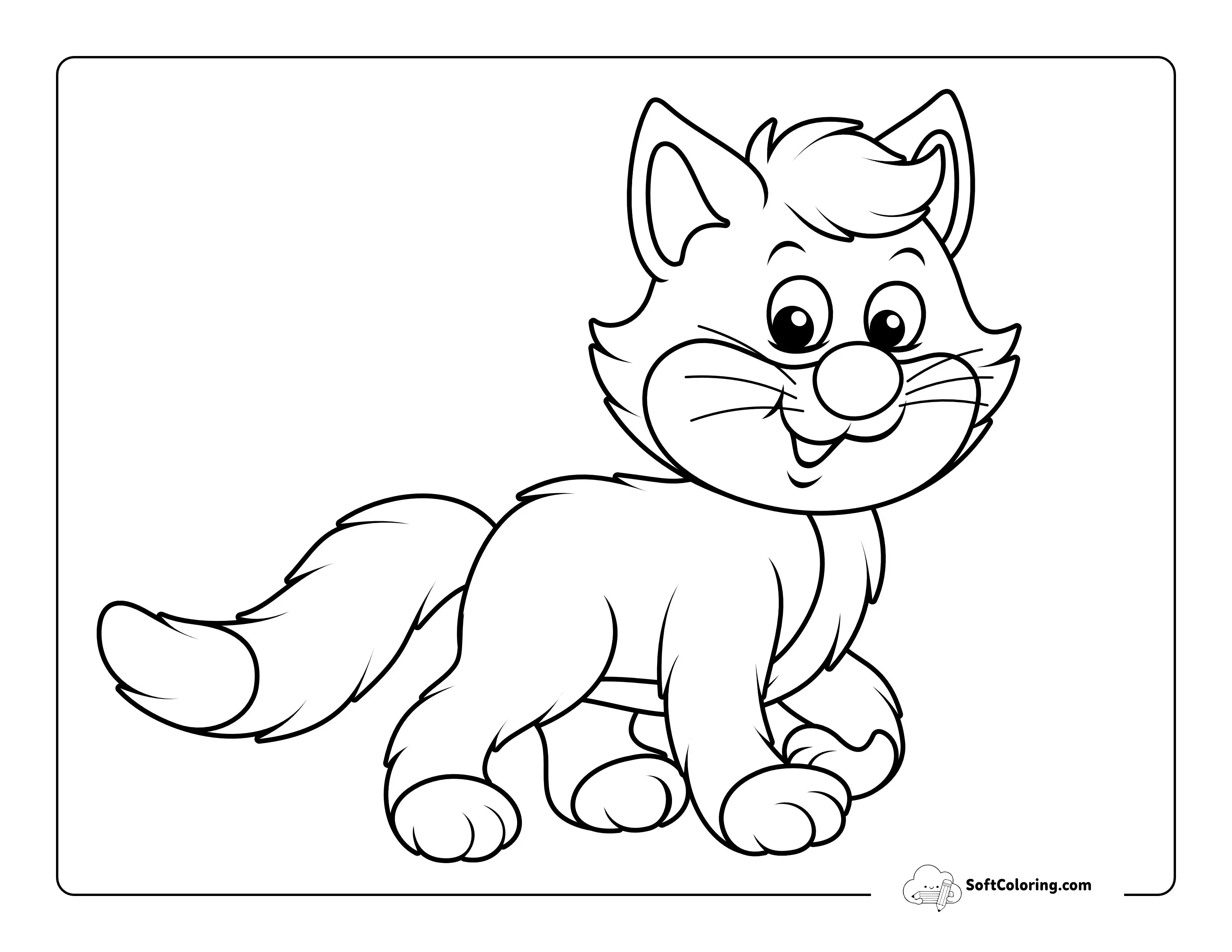 Cartoon Cat - Kids Animal Coloring Page