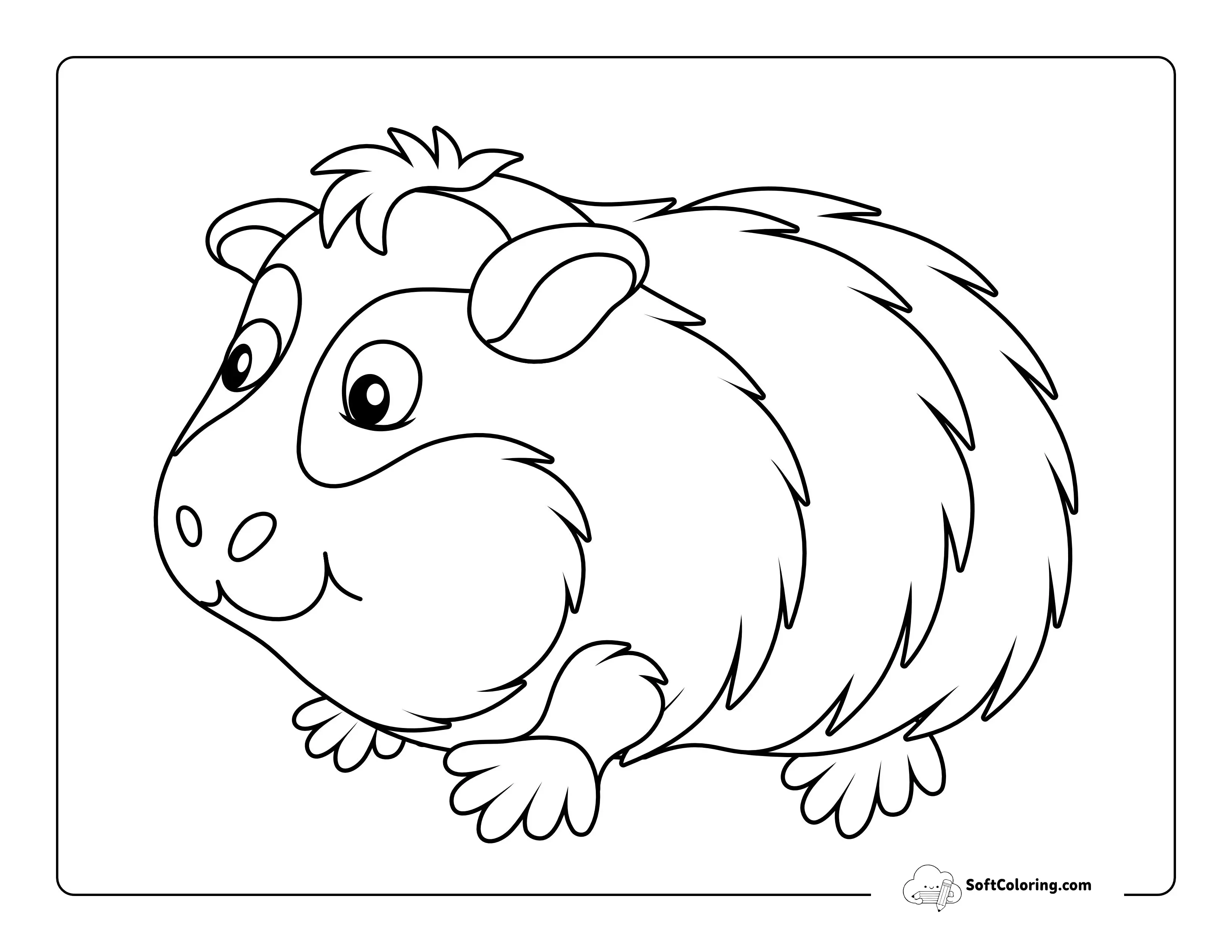 Guinea Pig Pet Coloring Page For Kids