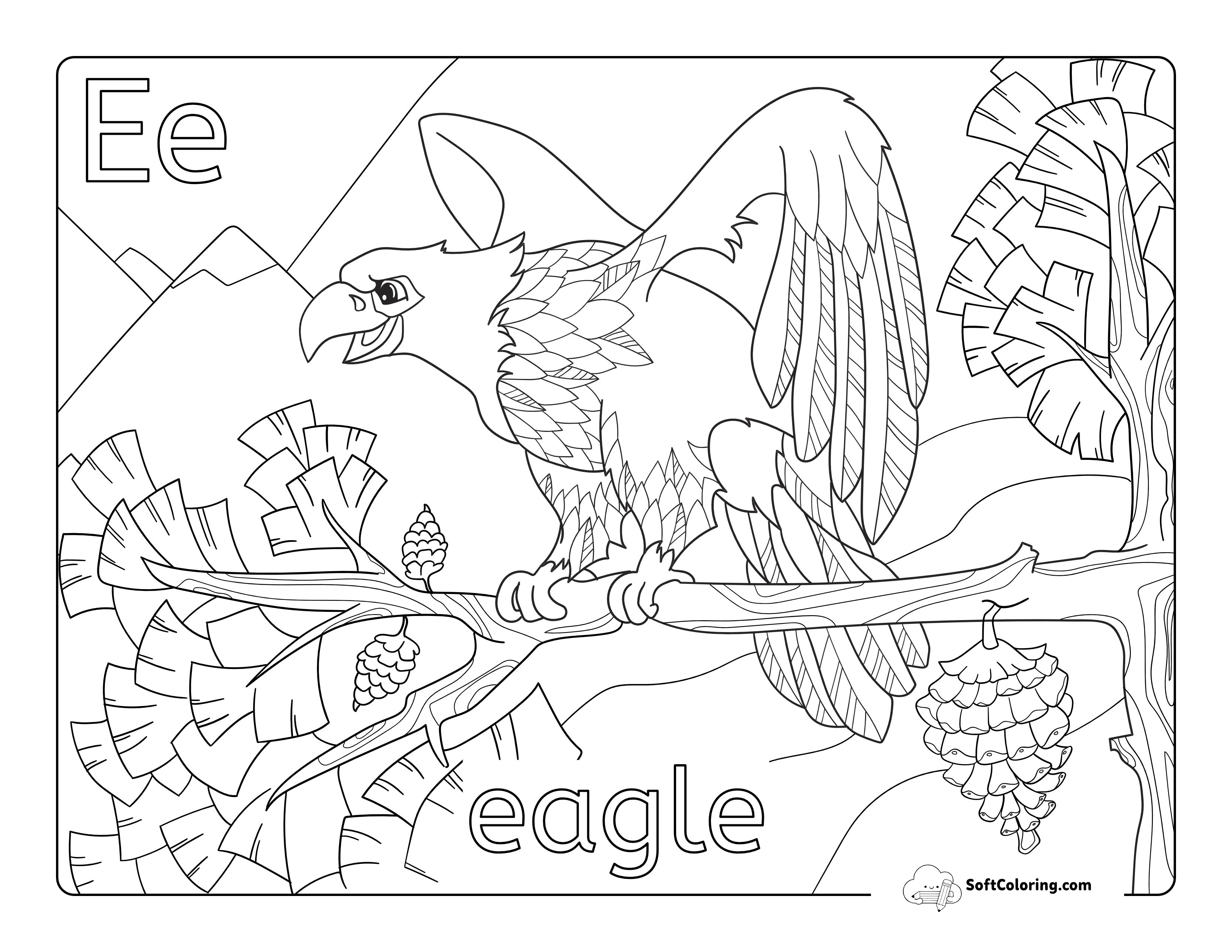 E Is For Eagle Coloring Sheet