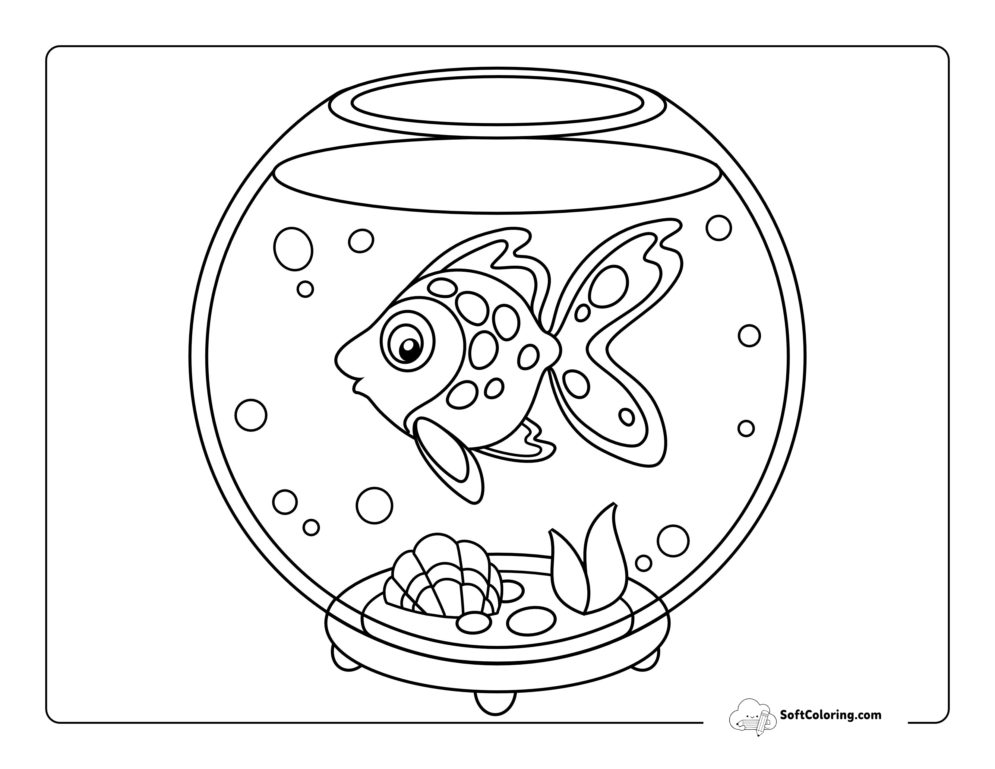 Simple Pet Gold Fish Coloring Page
