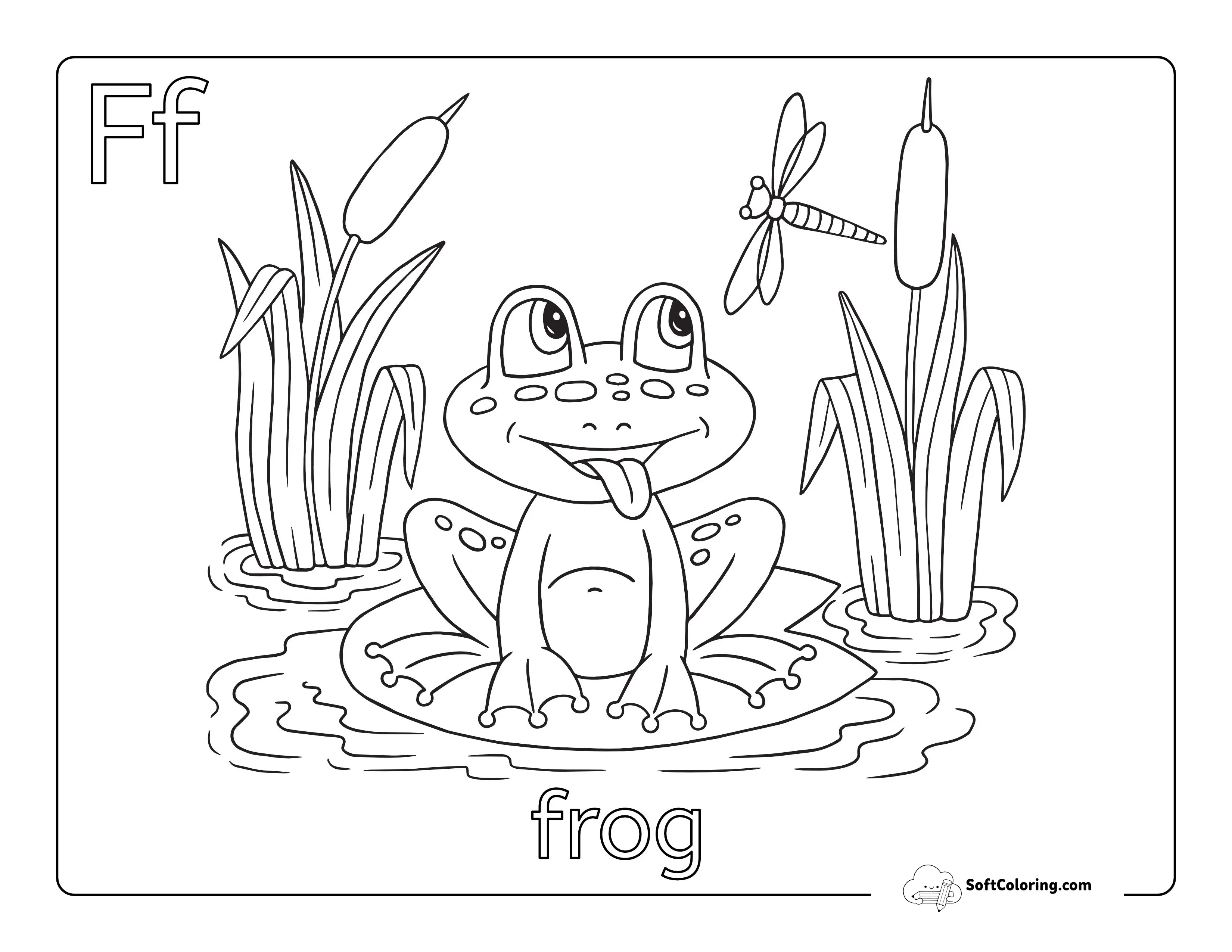 "F Is For Frog" Coloring Page For Kindergartners