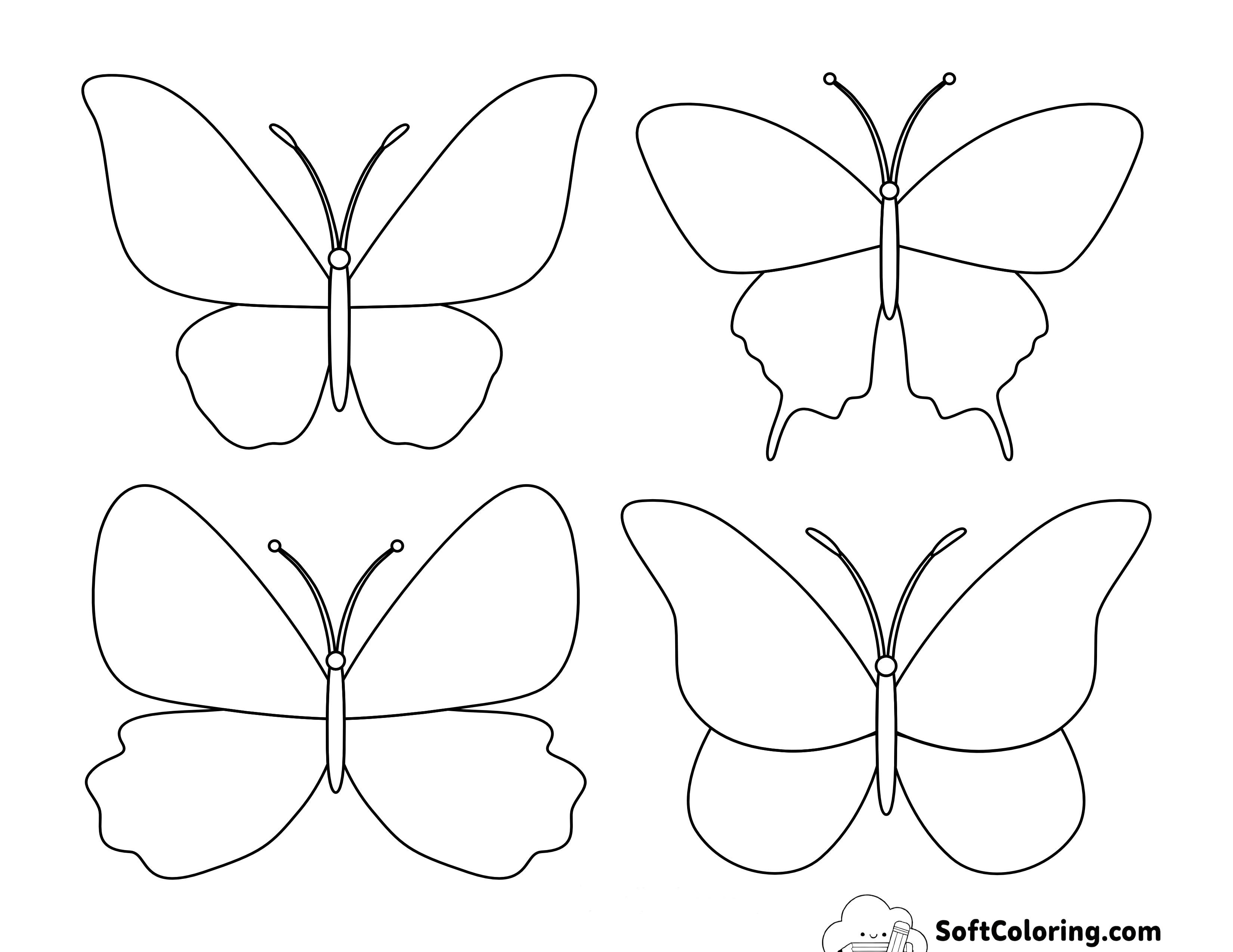 Assorted Blank Butterfly Templates - Set 1, Small