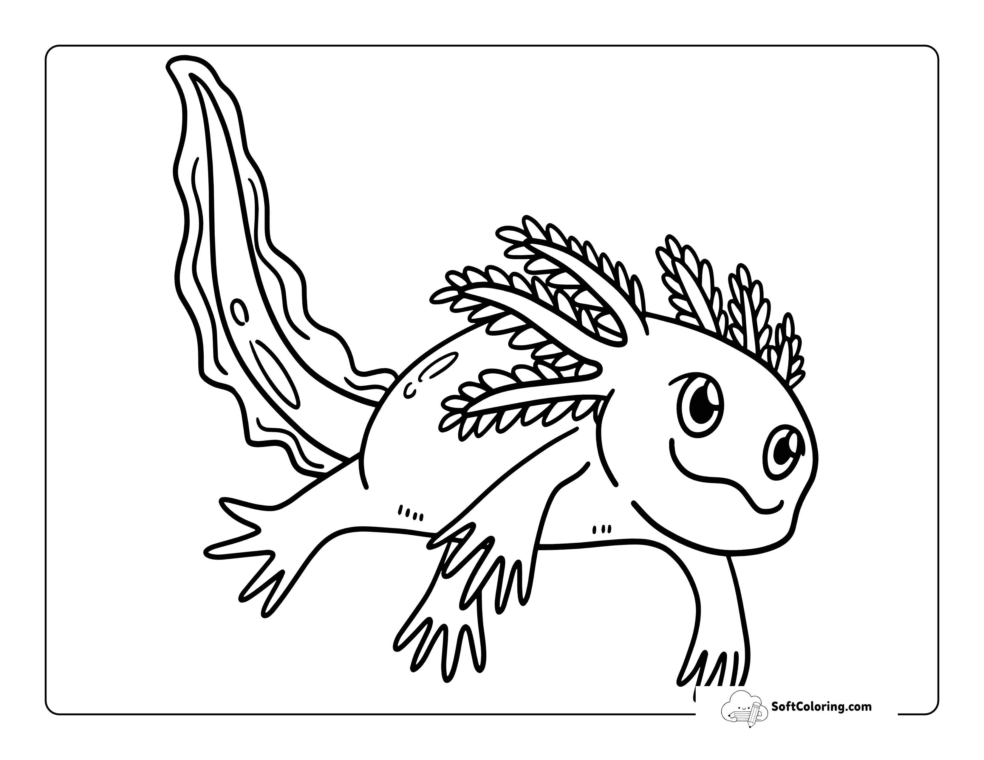 Kawaii Anime Axolotl Drawing To Color