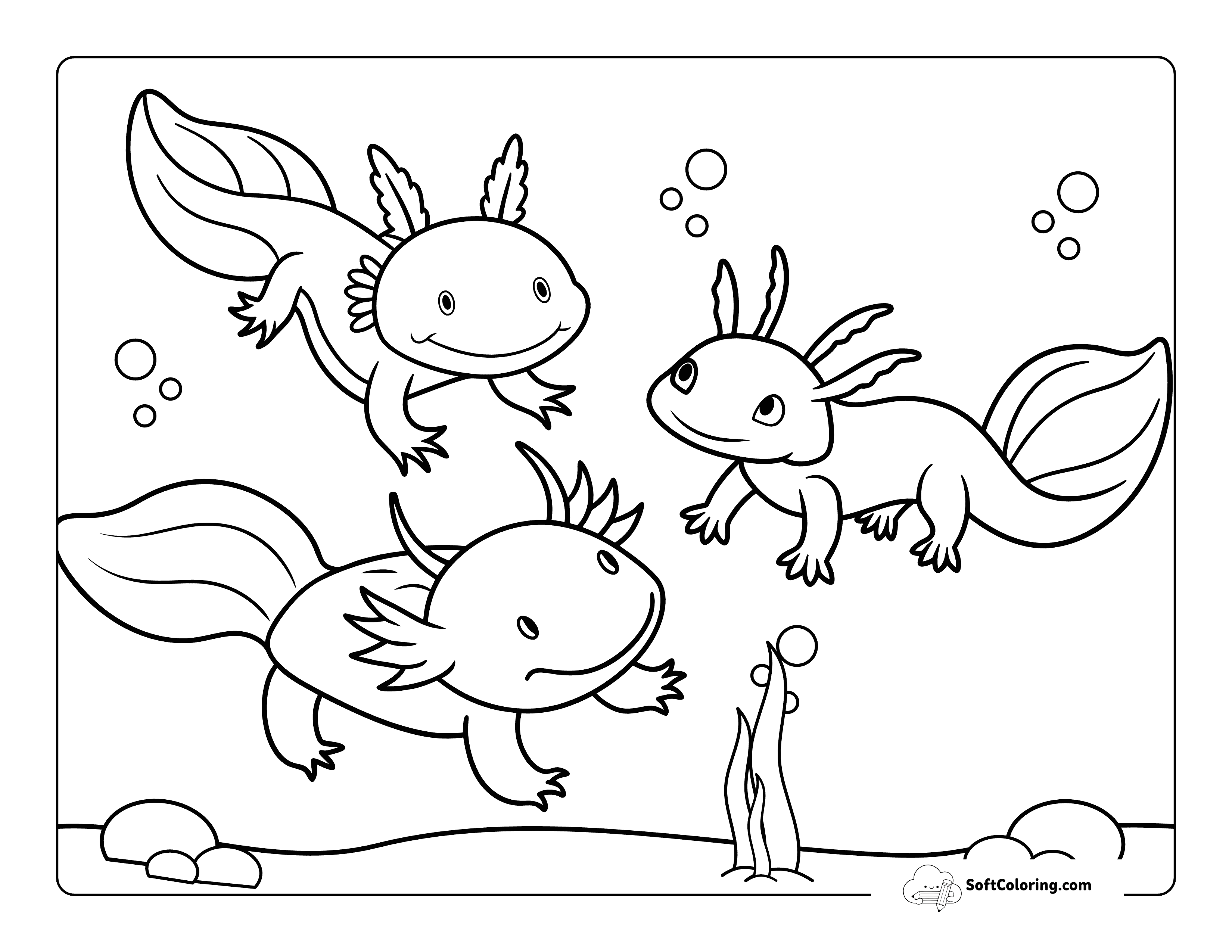 Adorable Axolotl Friends Floating Together Under Water