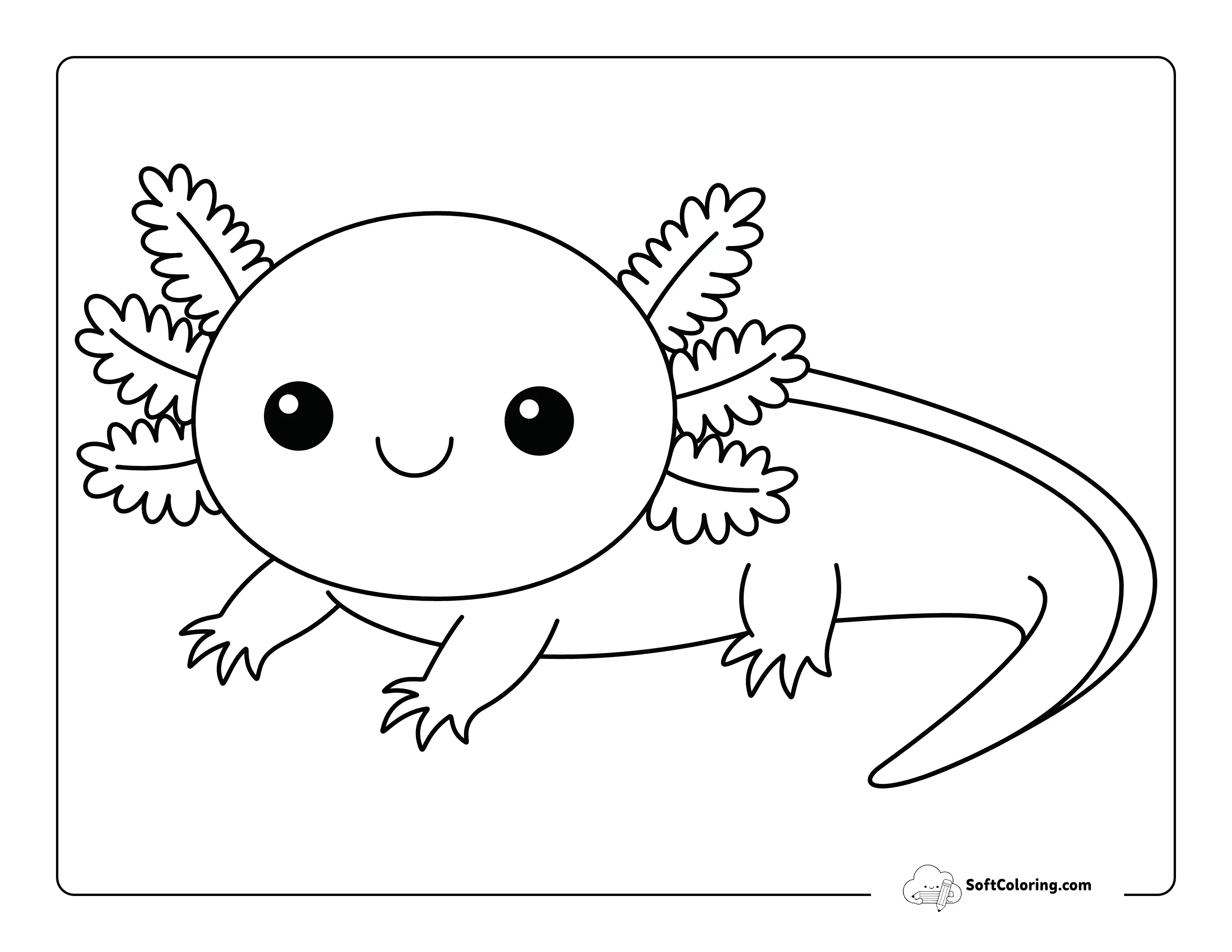 Easy And Adorable Baby Axolotl Outline