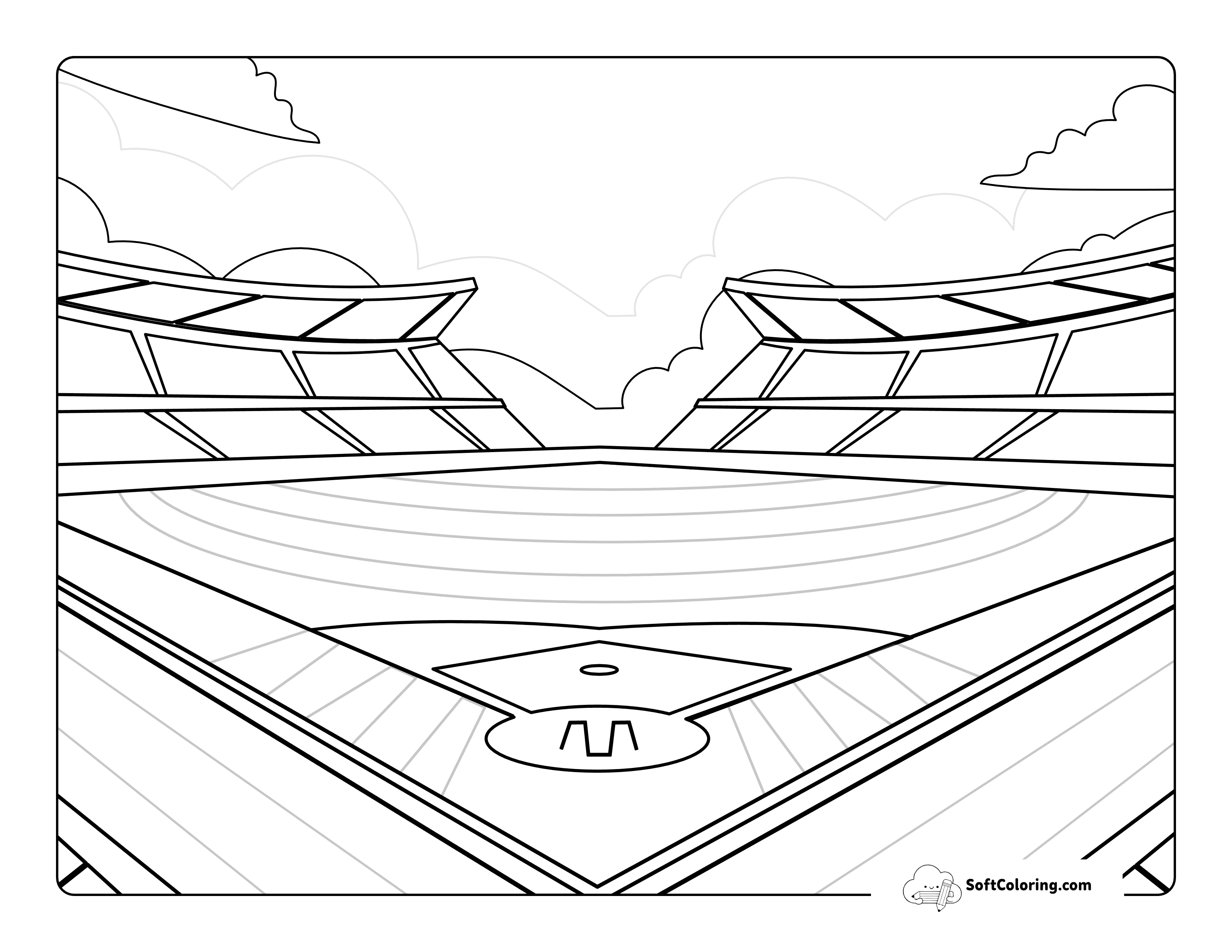 Cool Mlb Baseball Field And Stadium Coloring Sheet