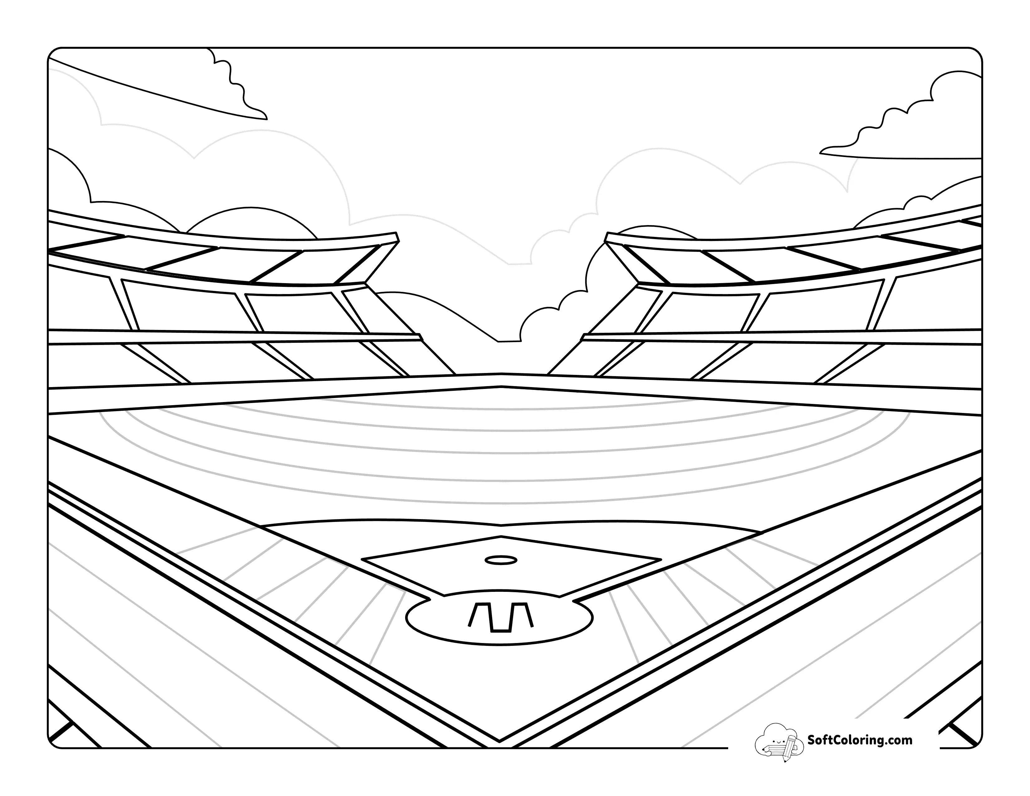 Cool Mlb Baseball Field And Stadium Coloring Sheet