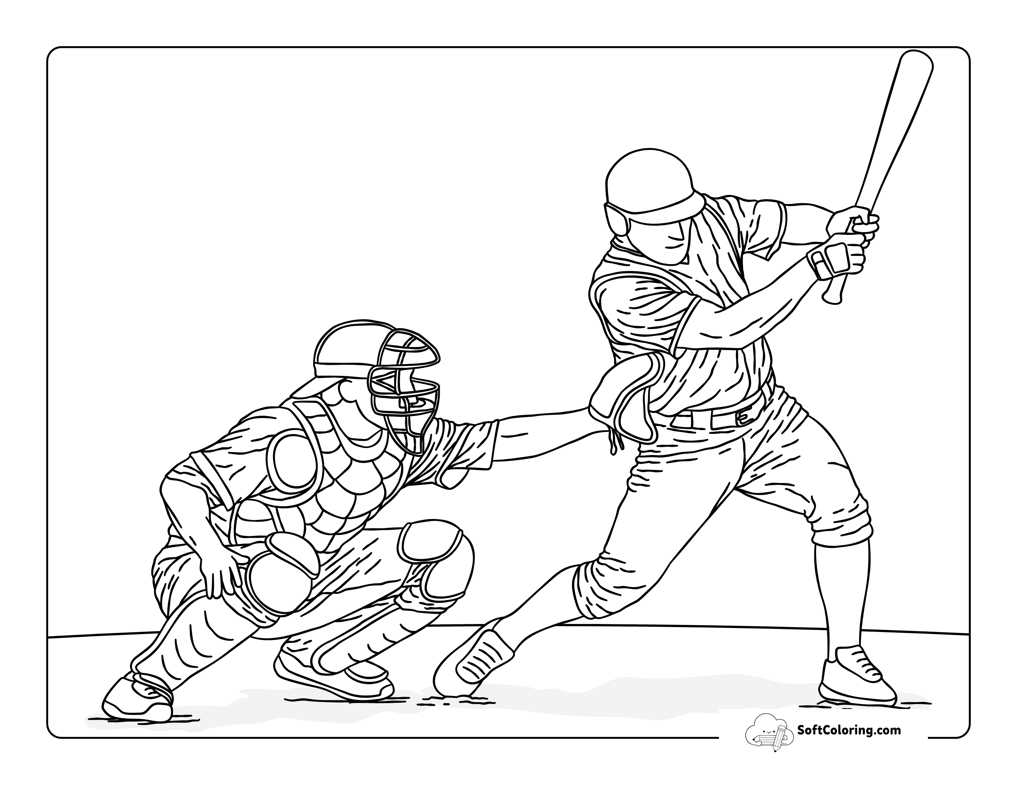 Cool Realistic Mlb Baseball Players Batter And Catcher
