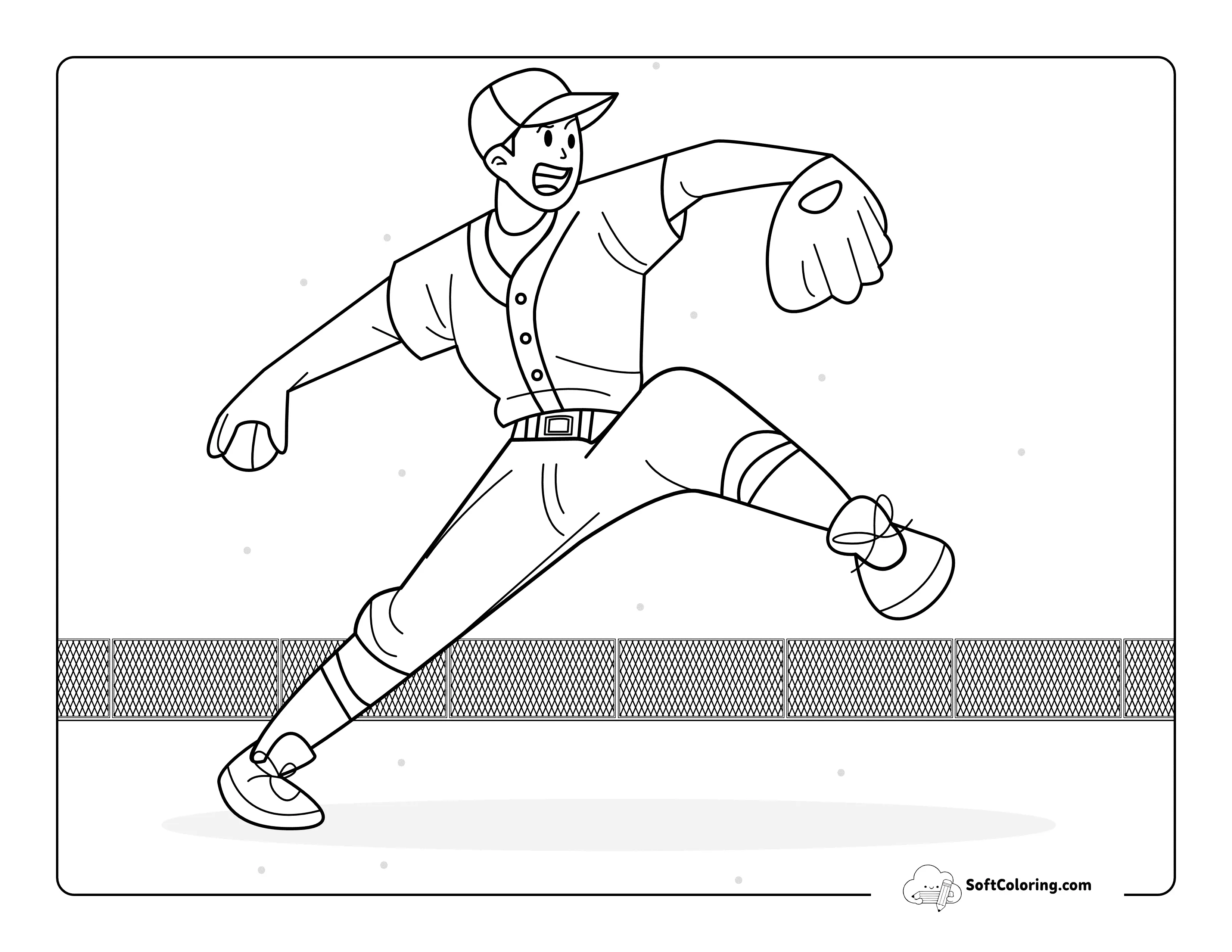 Easy And Cool Baseball Pitcher For Kids To Color