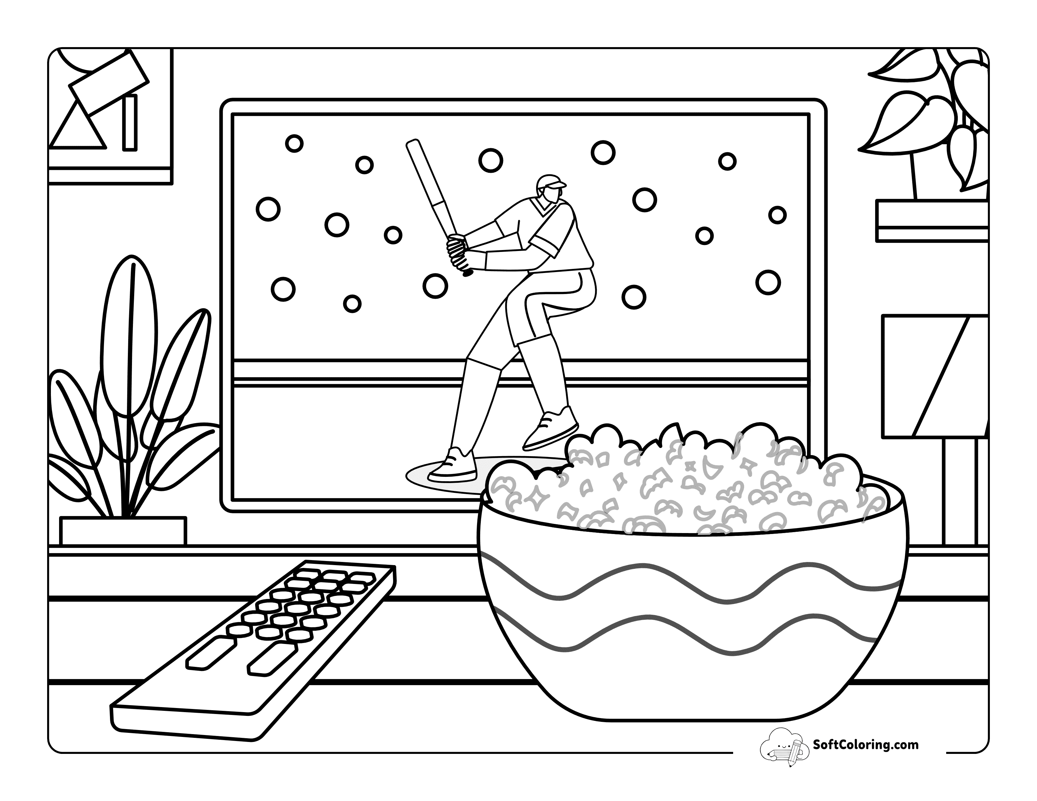 Watching Baseball On Tv Printable