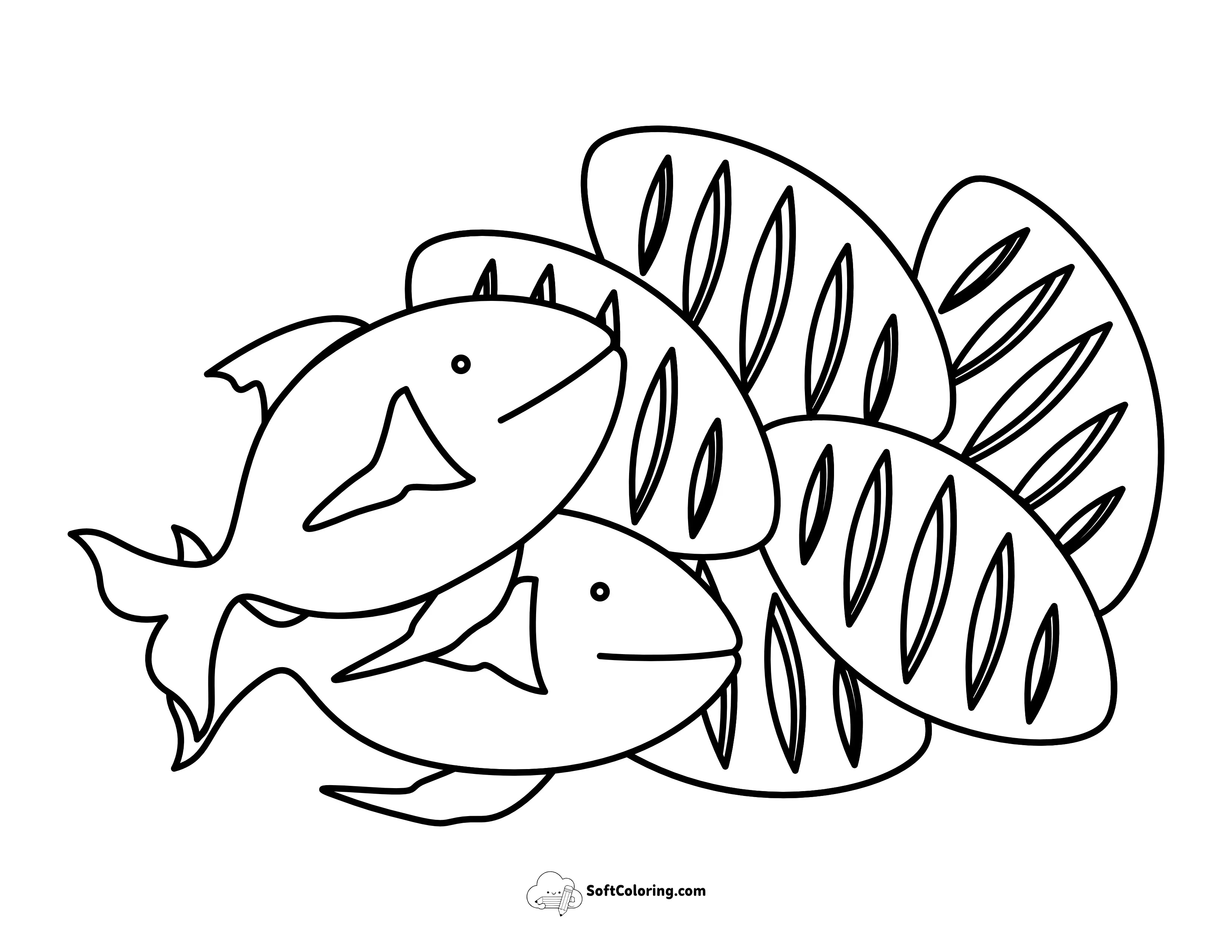 2 Fish & 5 Loaves Of Bread Coloring Page For Kids