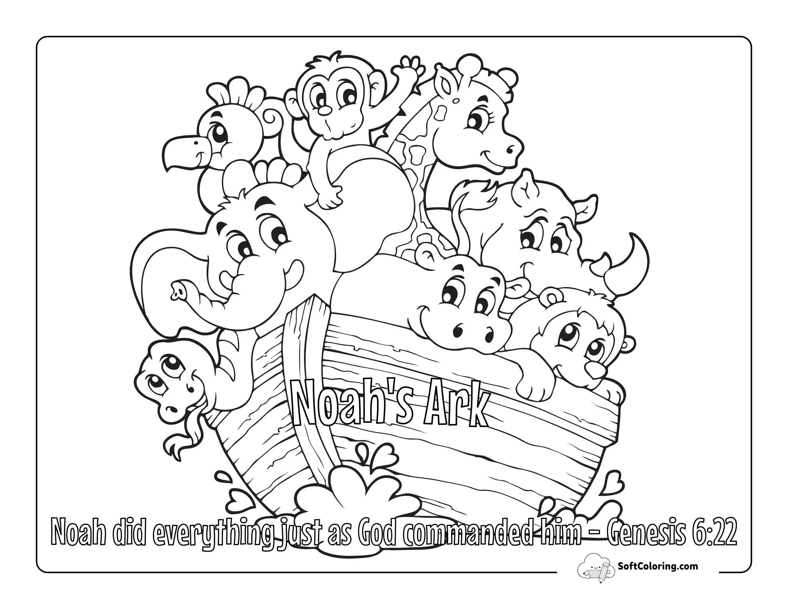 Cute Noah's Ark Bible Picture For Kids