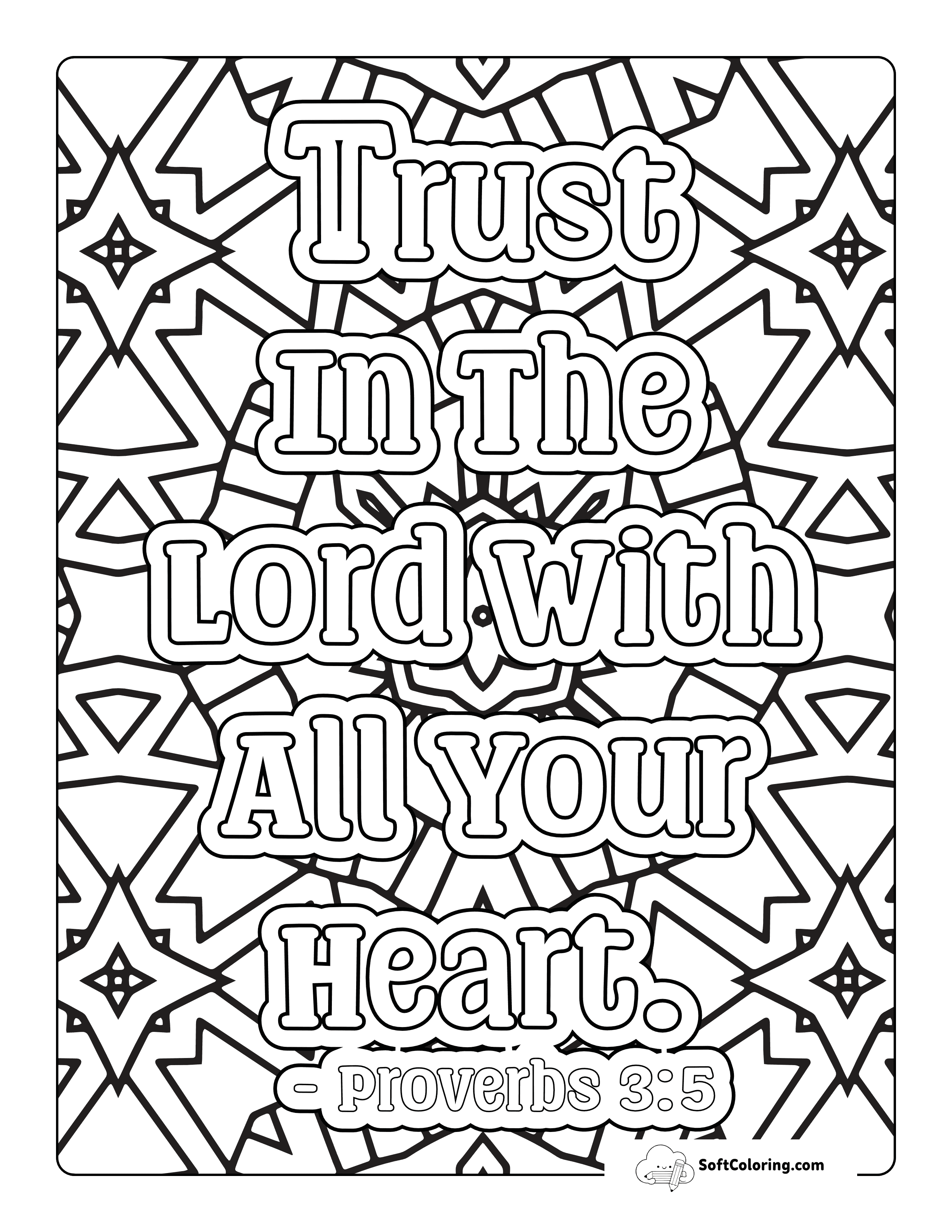 "Trust In The Lord" Bible Verse Coloring Page