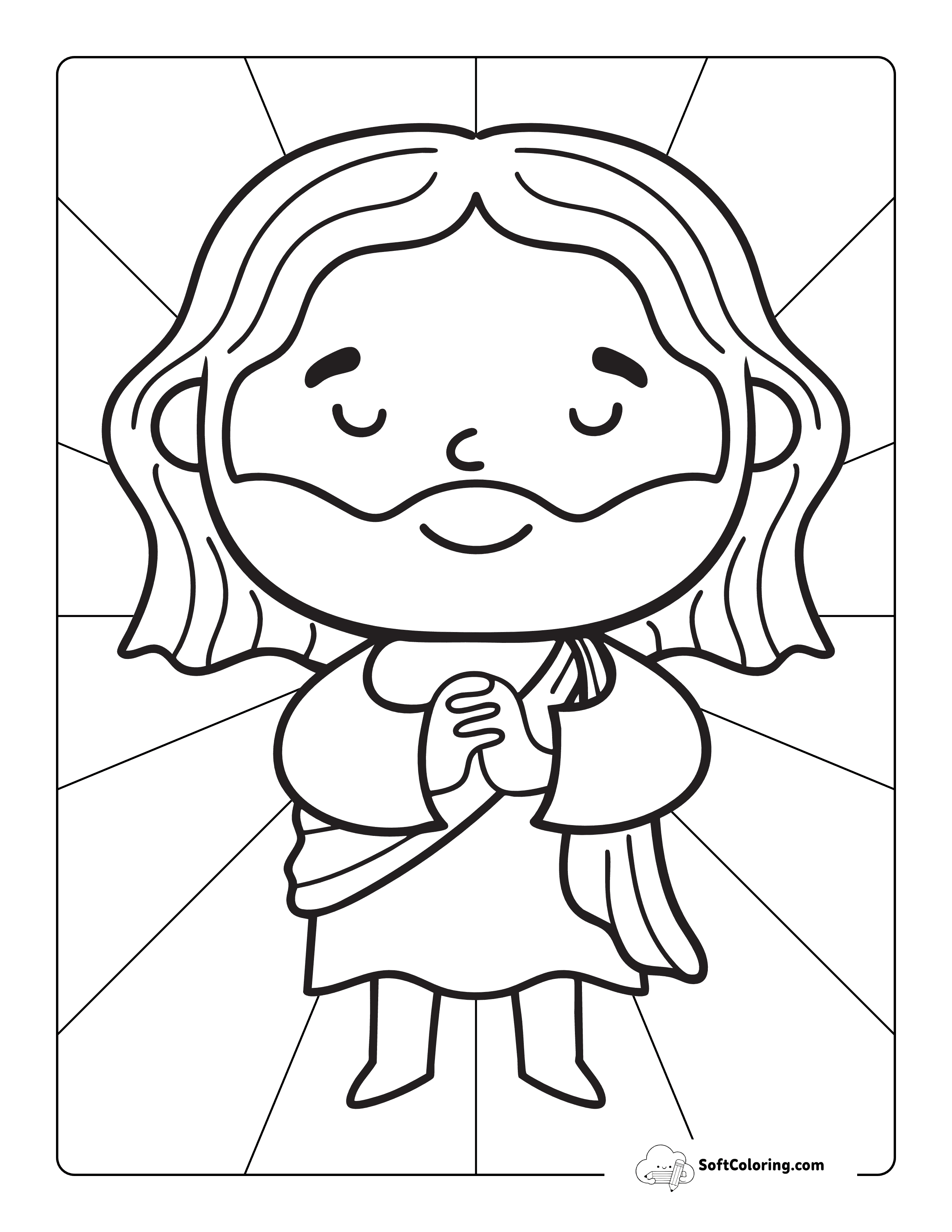 Simple Jesus Praying Bible Coloring Page For Kids