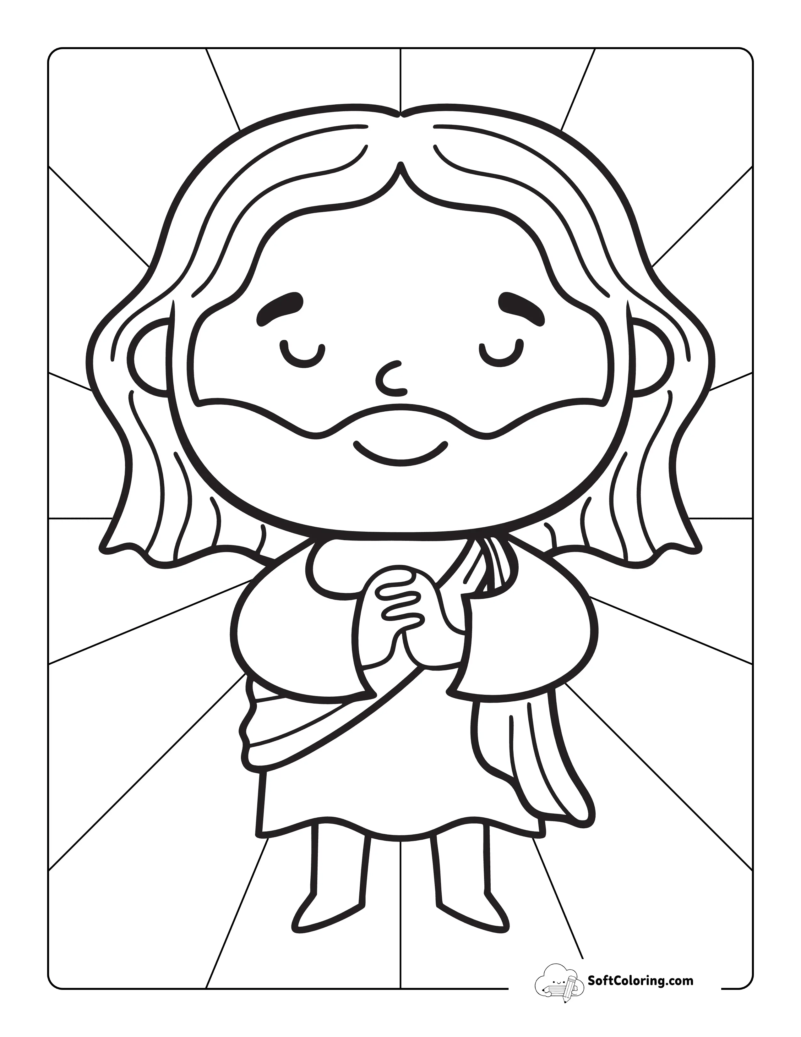 Simple Jesus Praying Bible Coloring Page For Kids