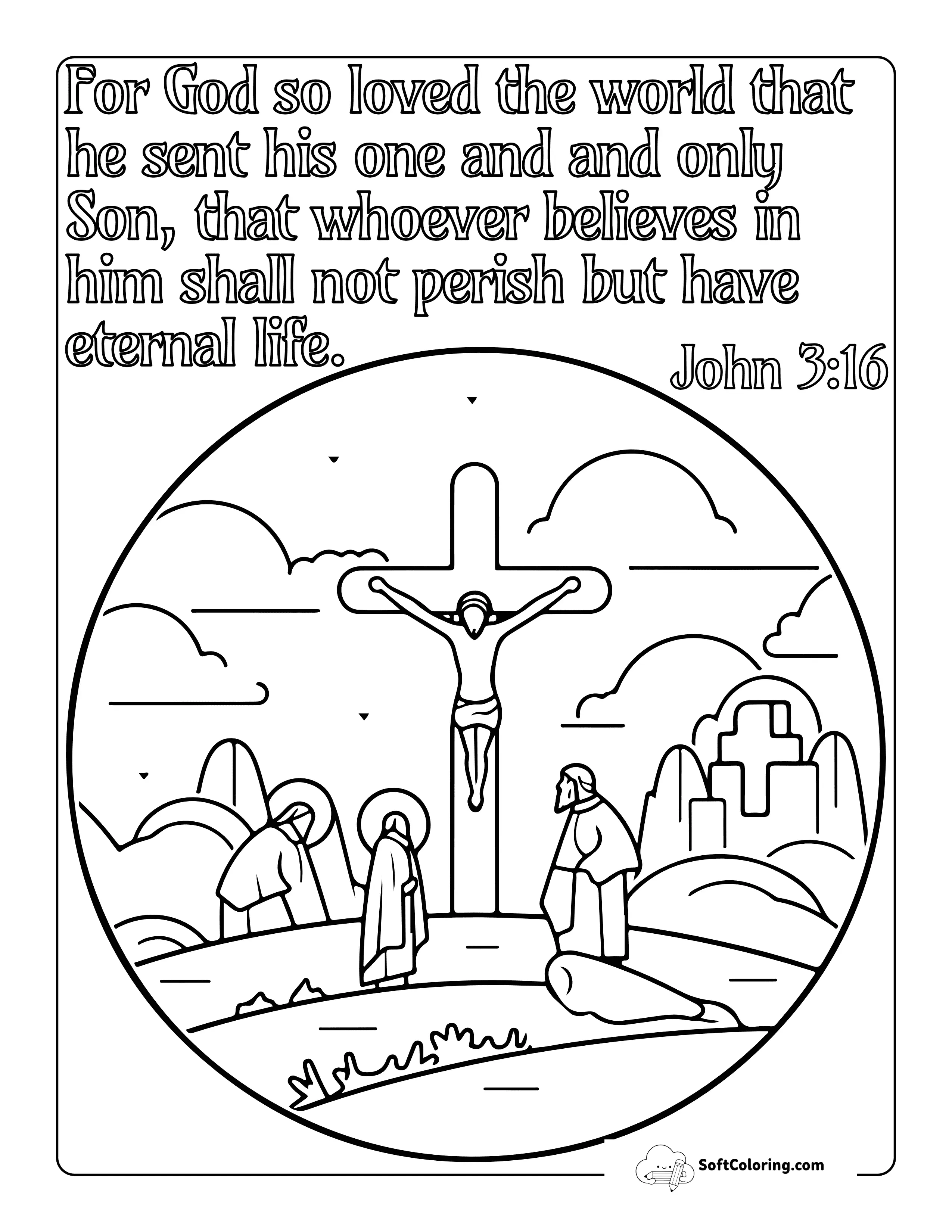 Jesus On The Cross Bible Verse Coloring Page