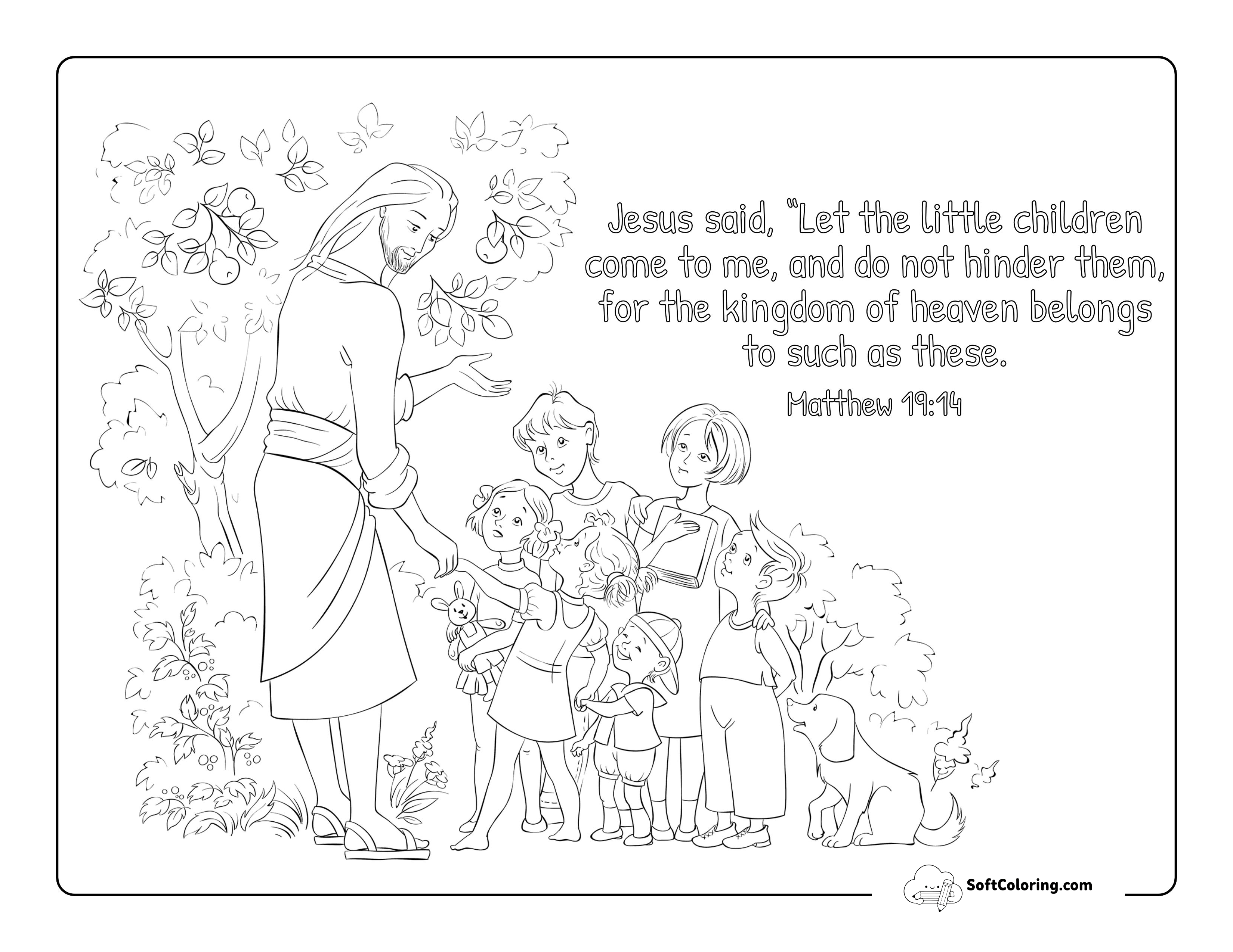 Jesus With Children Picture To Color