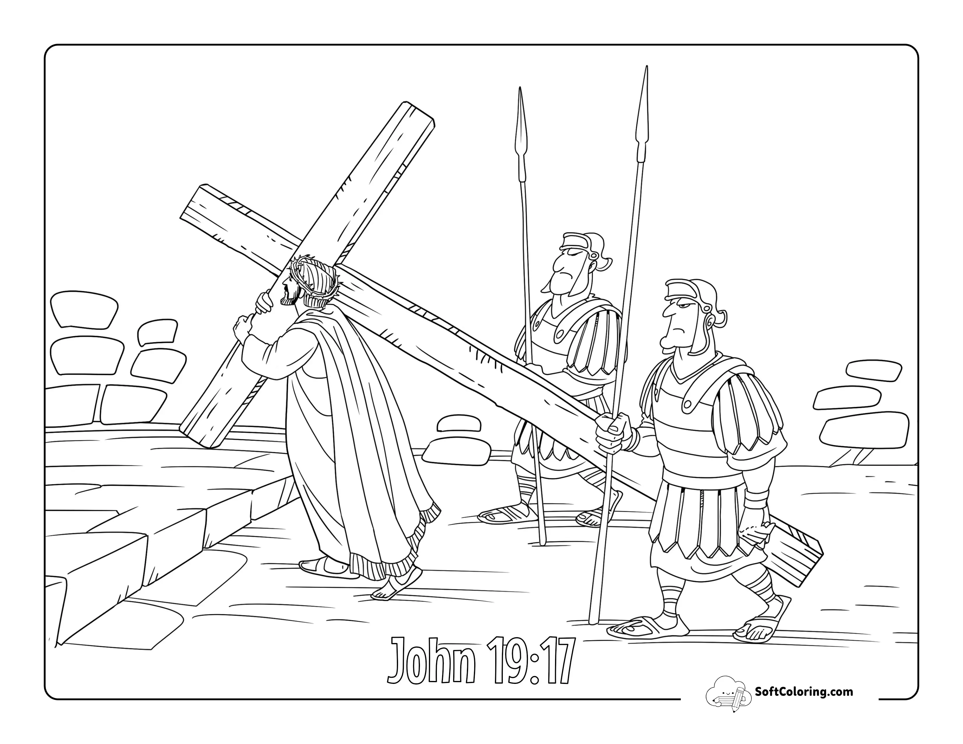Jesus Carrying His Cross Easter Picture To Color