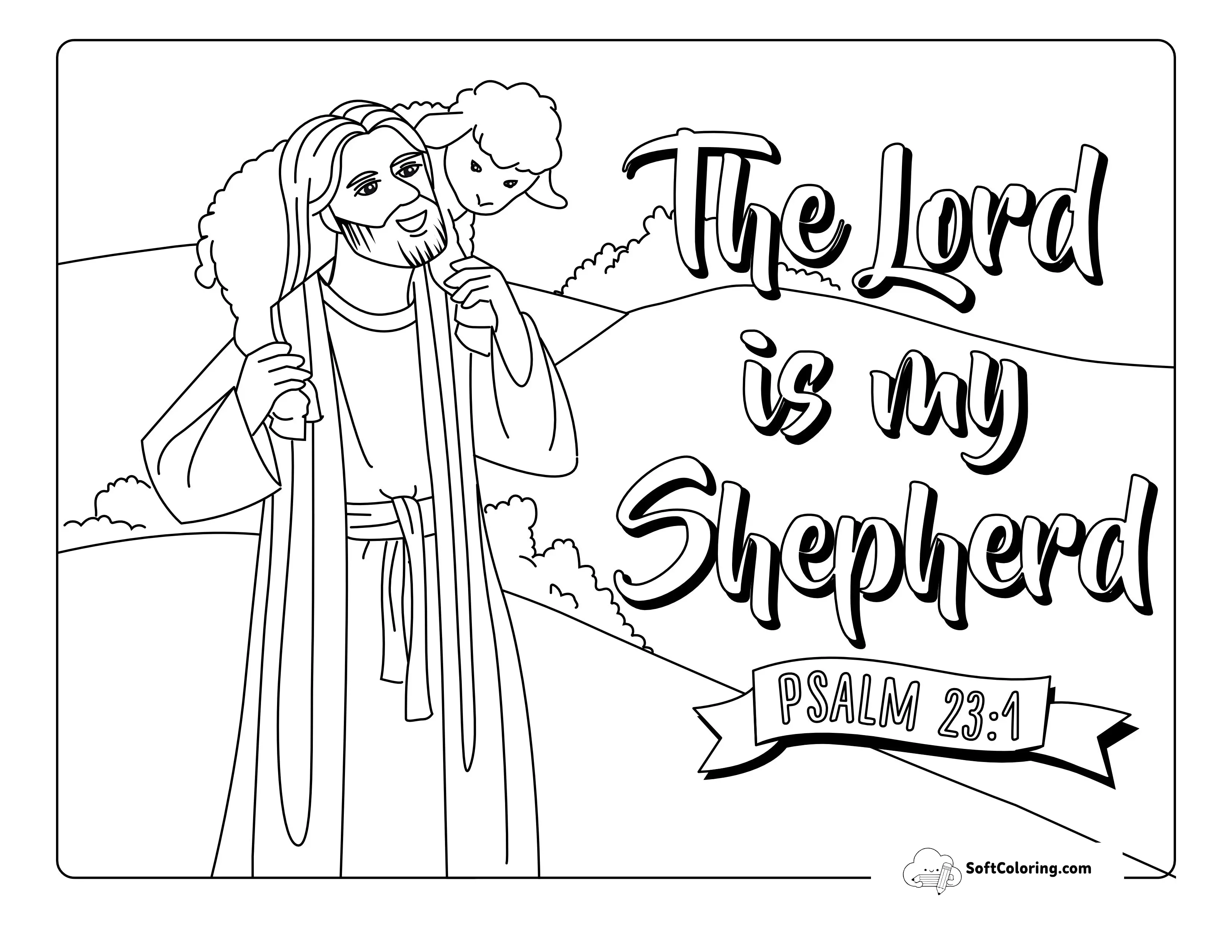 The Lord Is My Shepherd Psalm 23:1 Bible Coloring Page