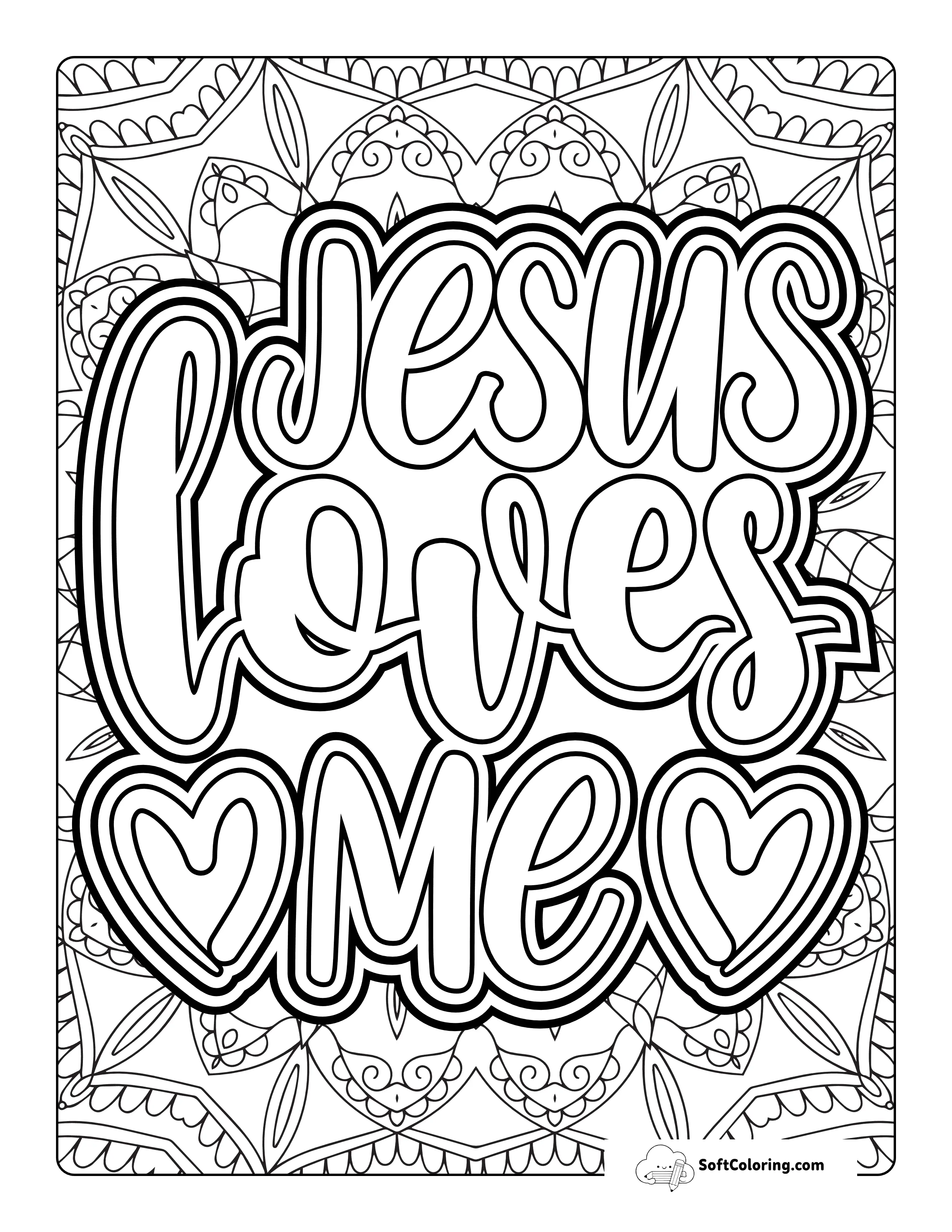 "Jesus Love Me" Mandala Coloring Page