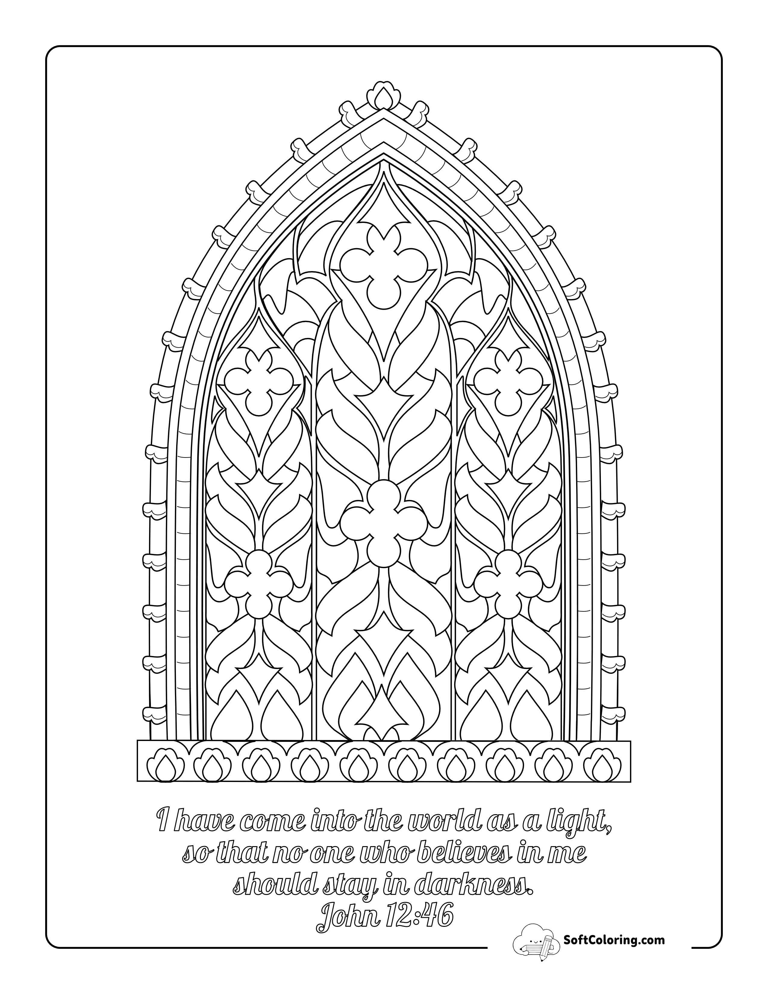 Christian Stained Glass Window Coloring Page