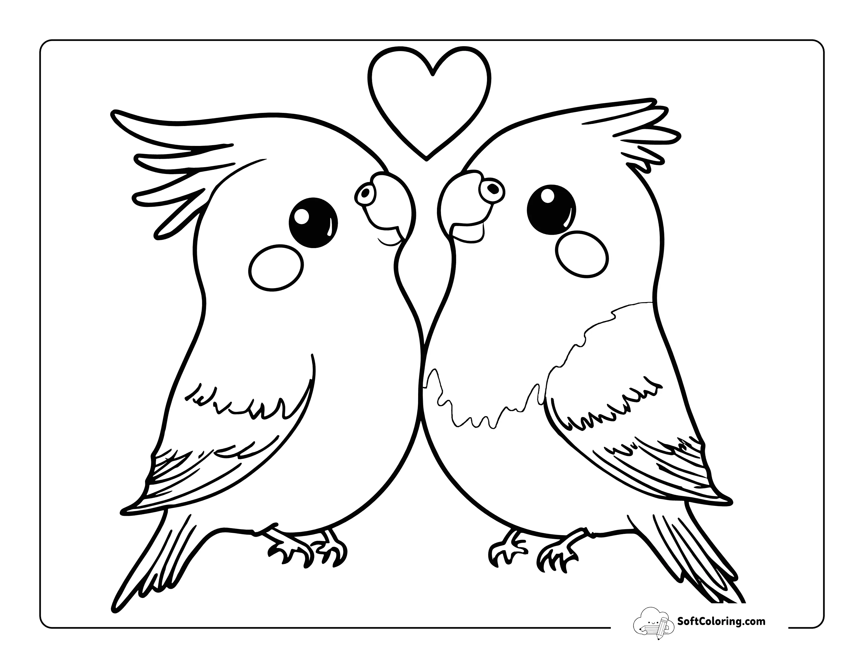 Heart And Love Birds Coloring Page Printable