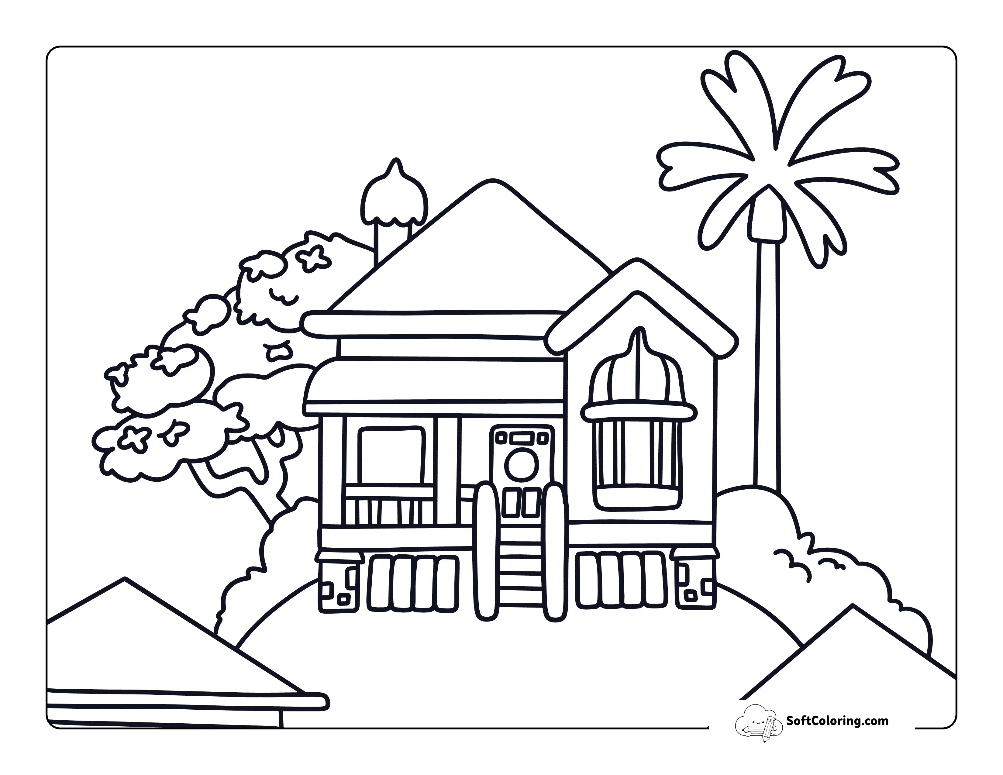 Easy Inspired Family House Coloring Page