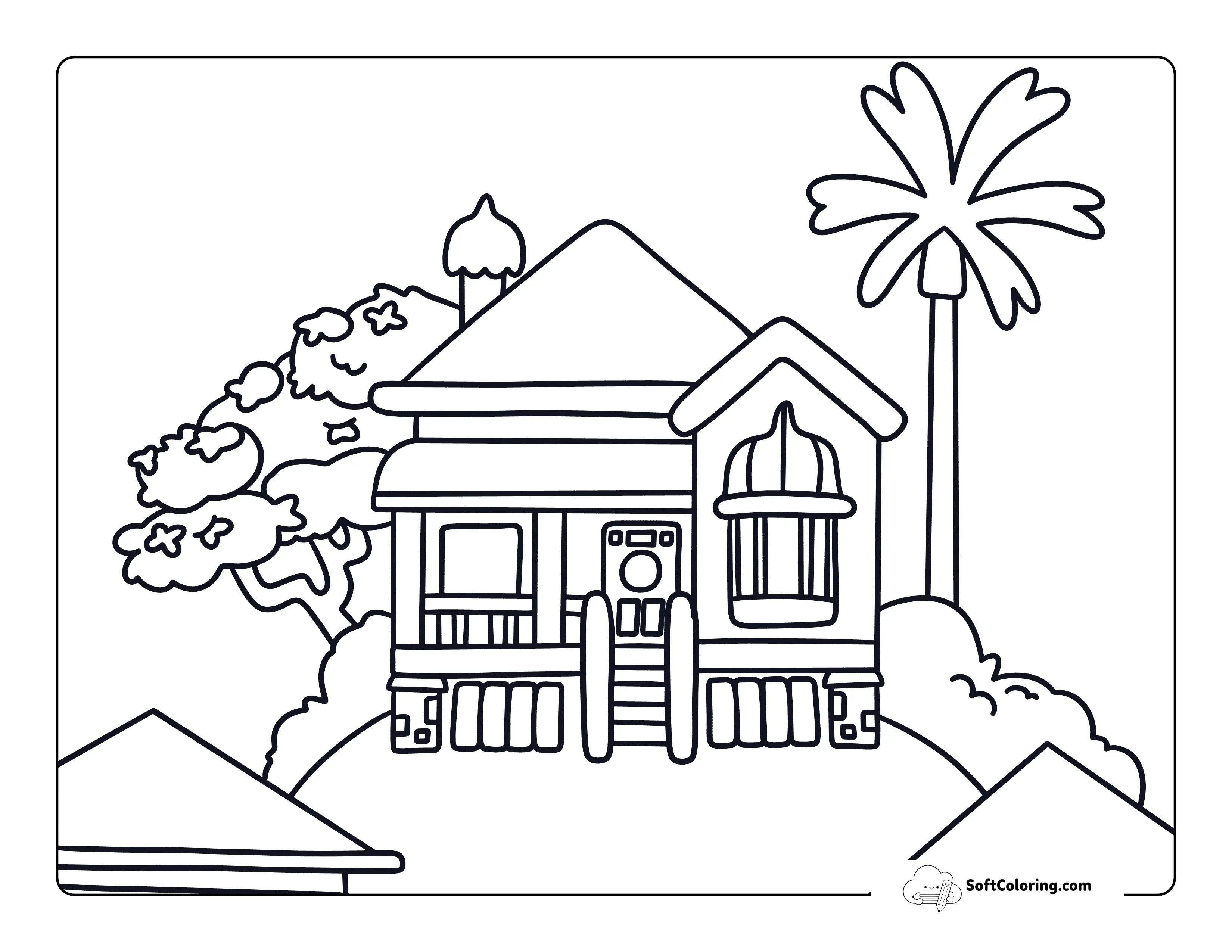 Easy Inspired Family House Coloring Page