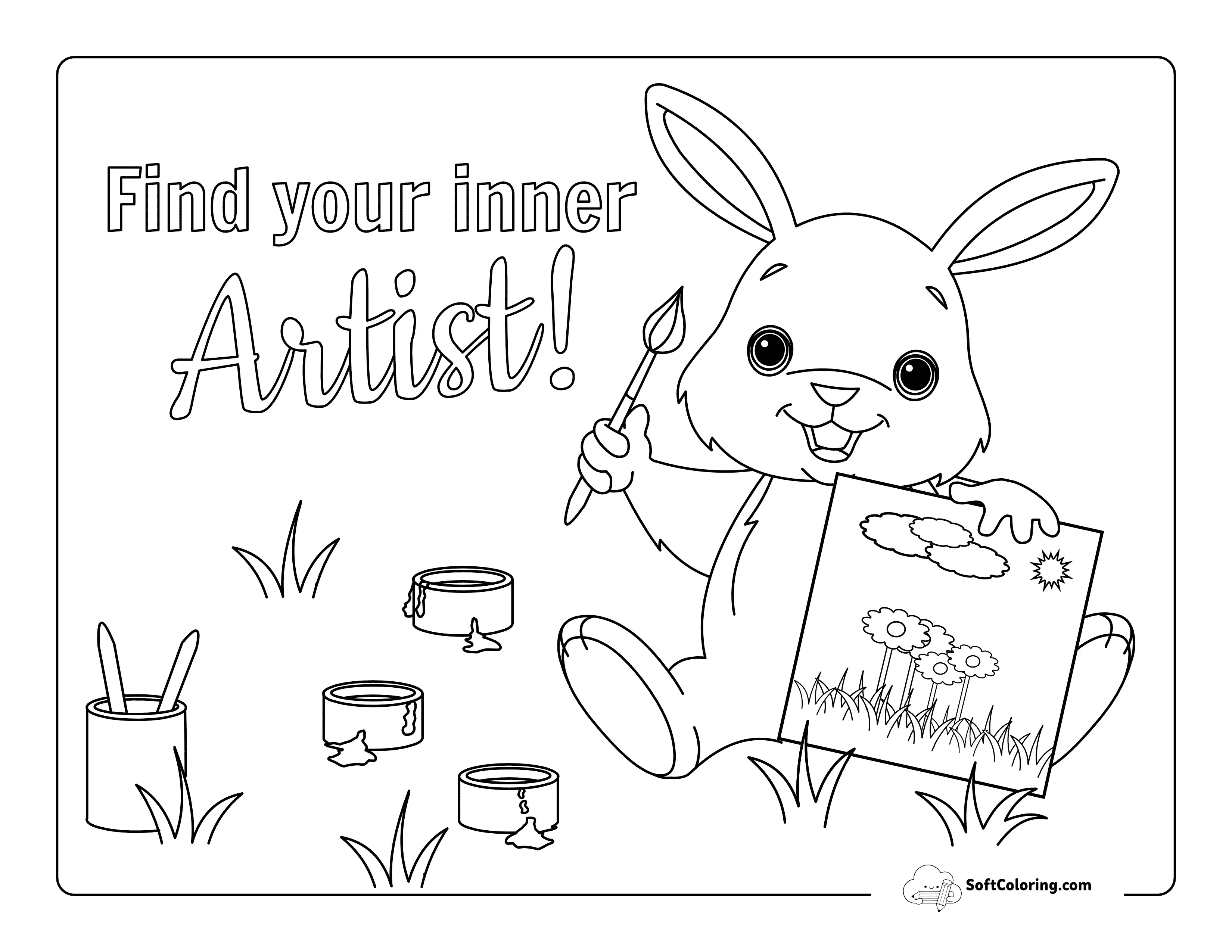 Inspirational Painting Bunny Coloring Page